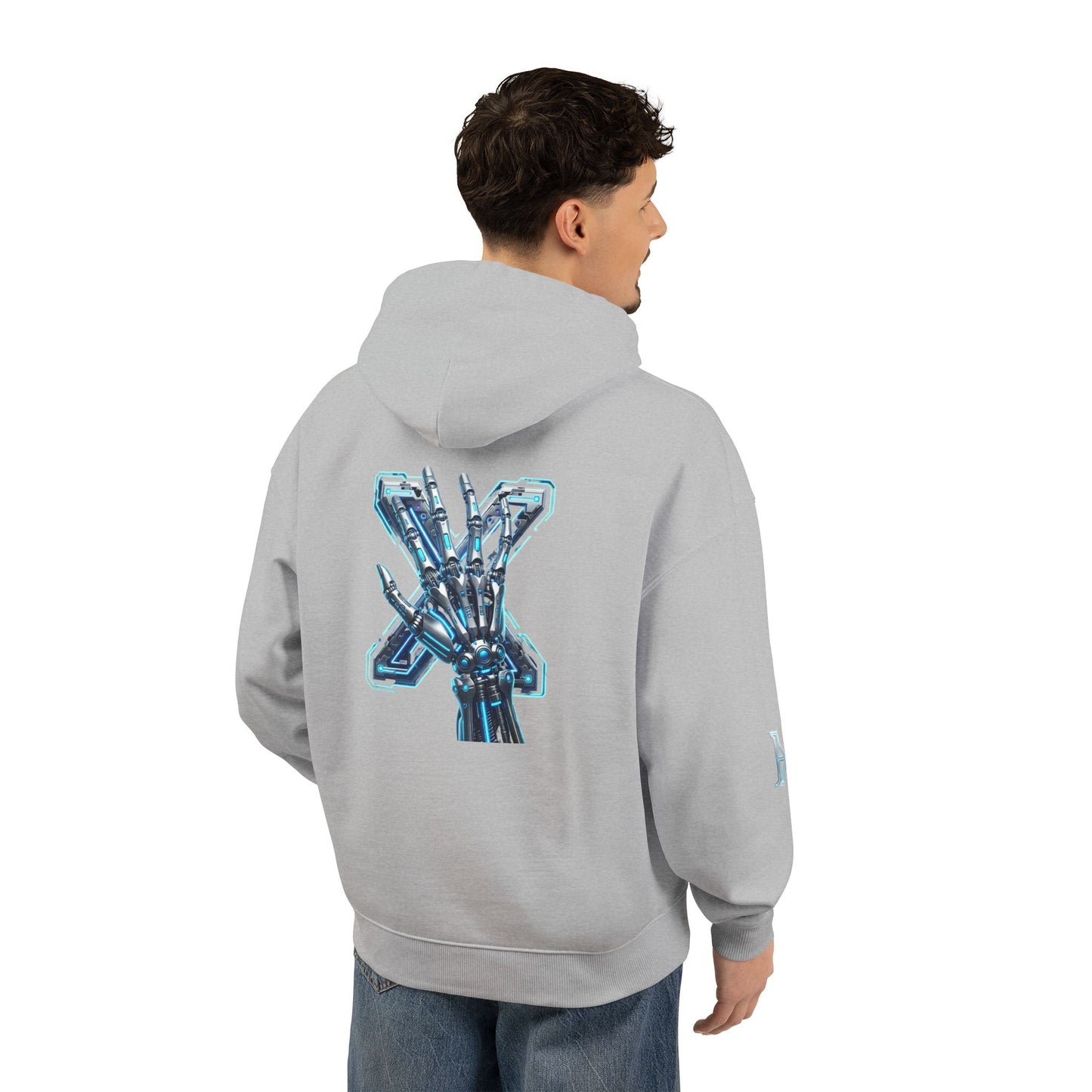 Hypug Xenon Hoodie — Cybernetic Spine & Robotic Hand Graphic Pullover