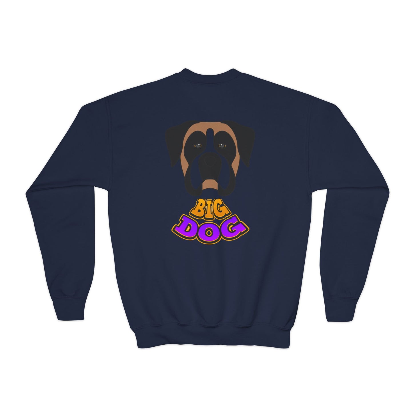 Big Dog Youth Crewneck Sweatshirt — Cute Cartoon Dog Graphic