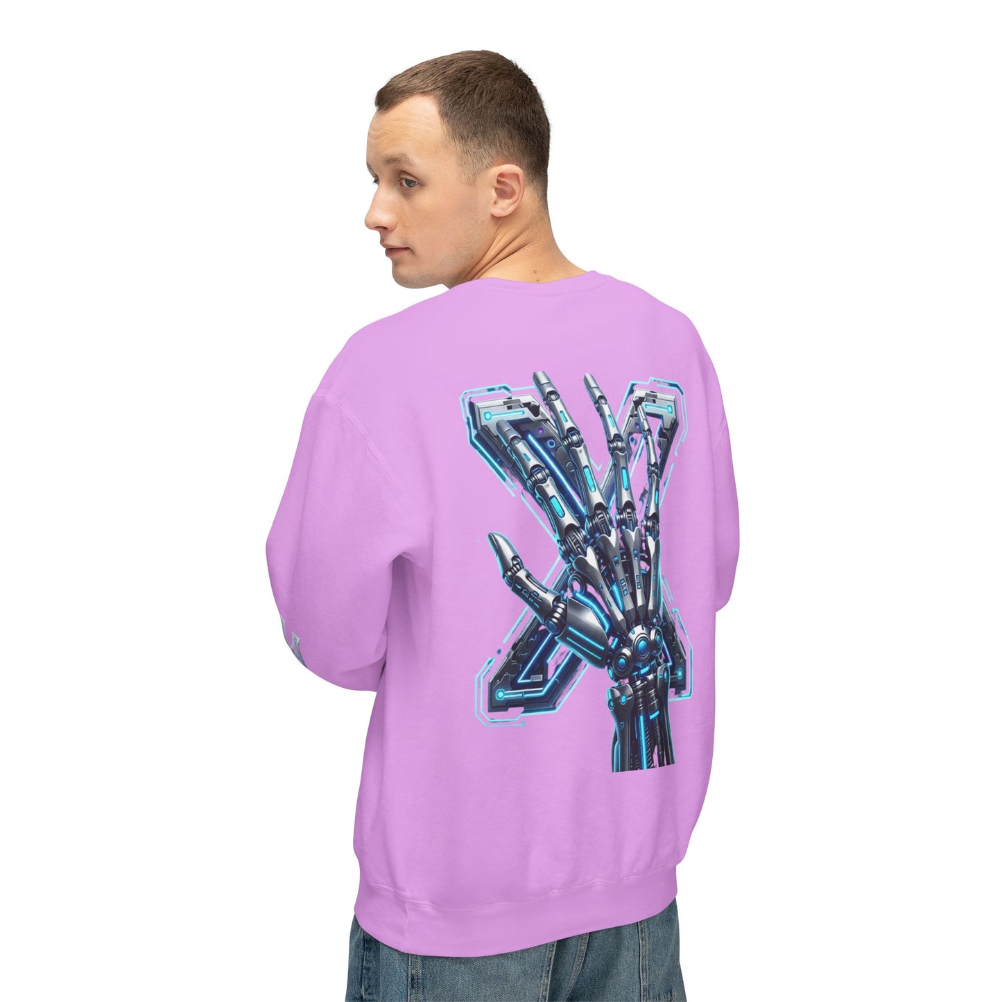 Hypug Xenon Cyber X Ribcage Crewneck Sweatshirt — Futuristic Robotic Hand Graphic