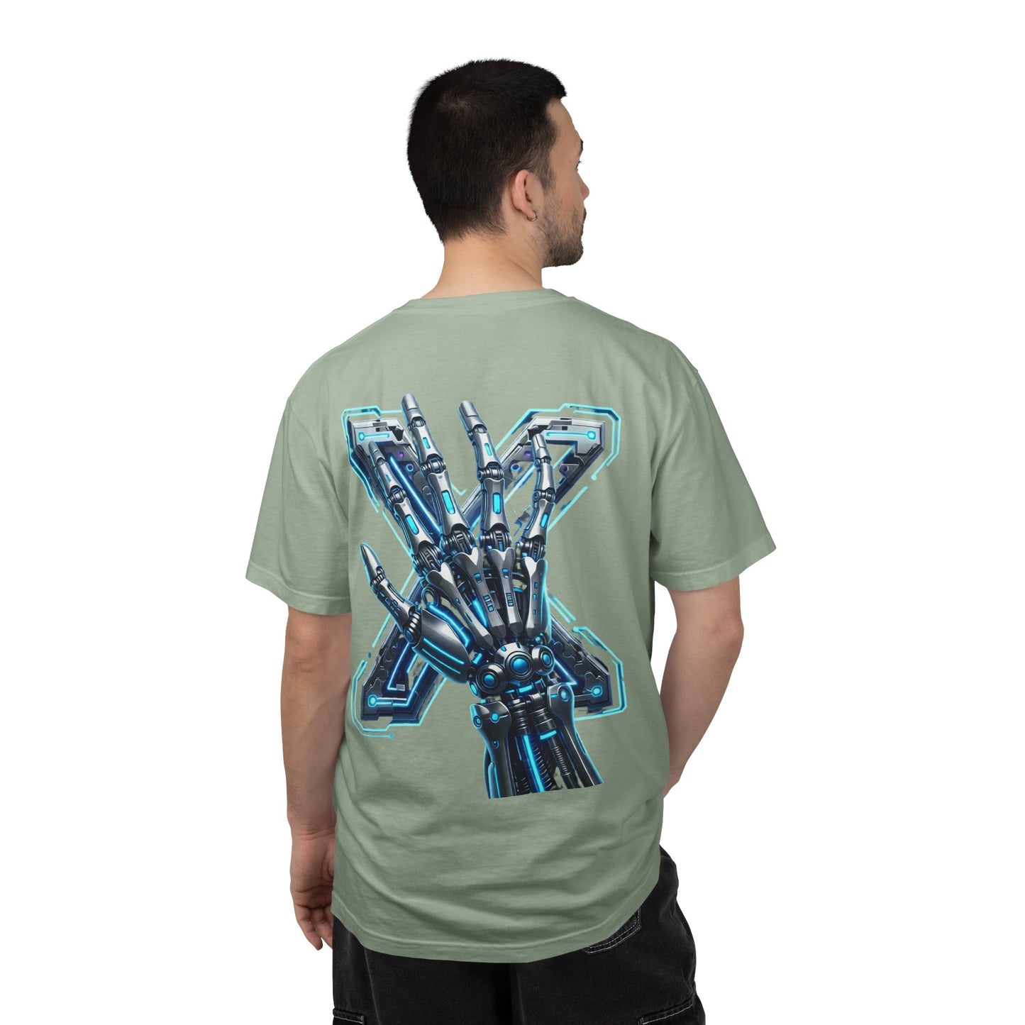 Hypug Xenon Skeleton Ribcage & Robotic X T-Shirt — Futuristic Tech Anatomy Tee
