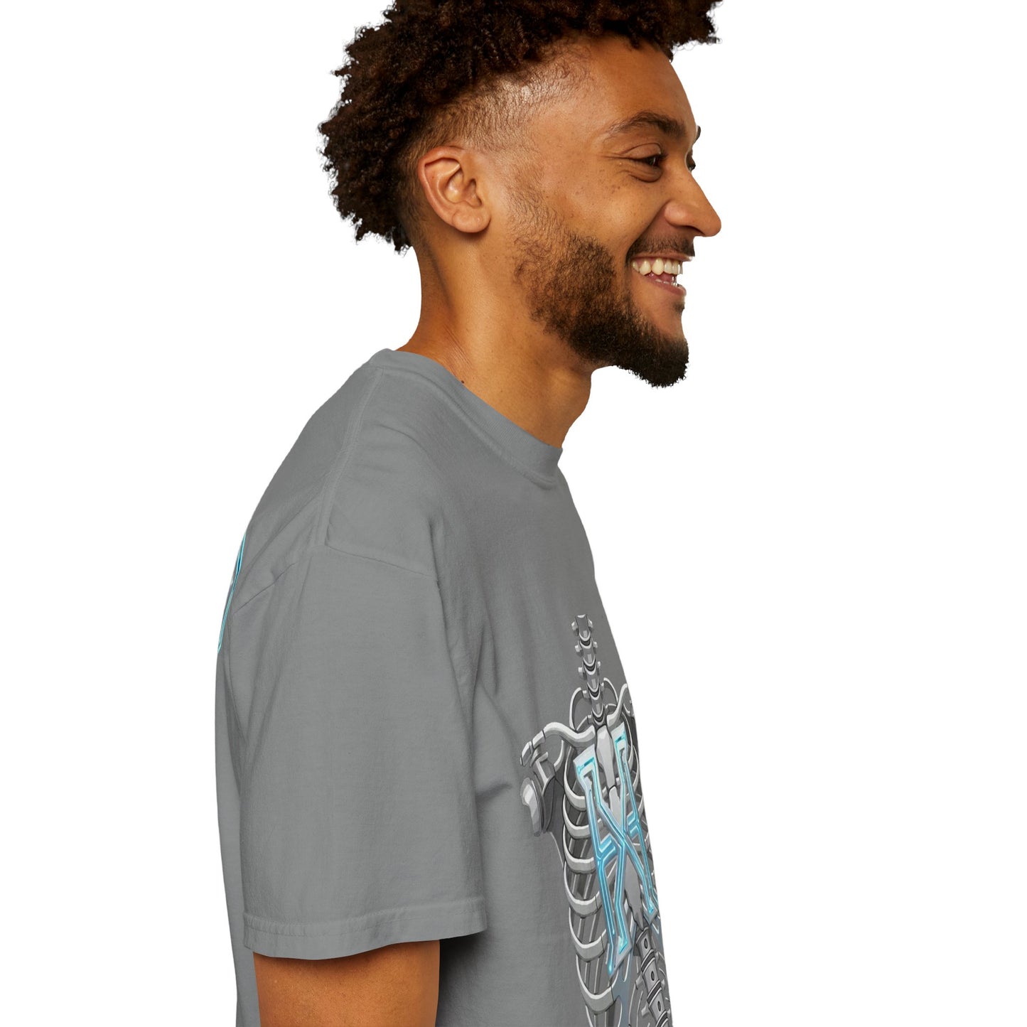 Hypug Xenon Skeleton Ribcage & Robotic X T-Shirt — Futuristic Tech Anatomy Tee