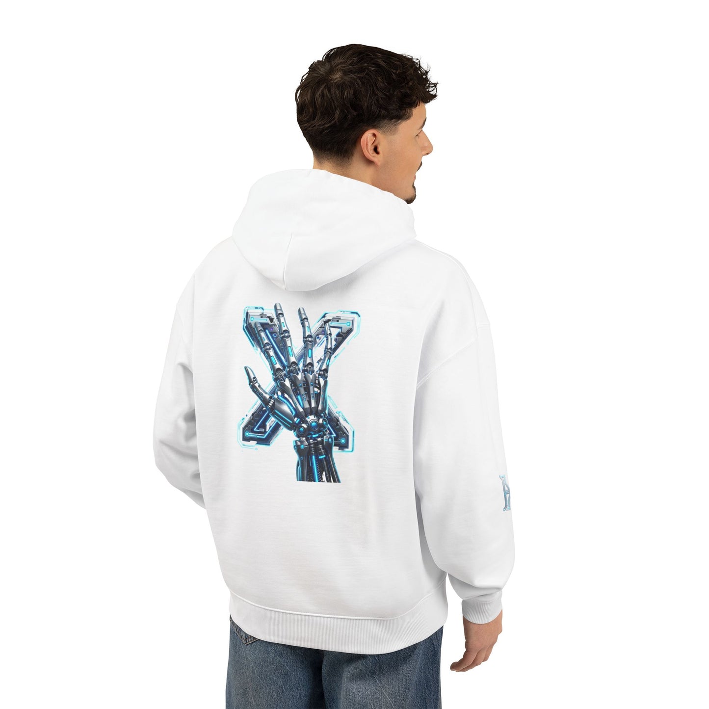 Hypug Xenon Hoodie — Cybernetic Spine & Robotic Hand Graphic Pullover