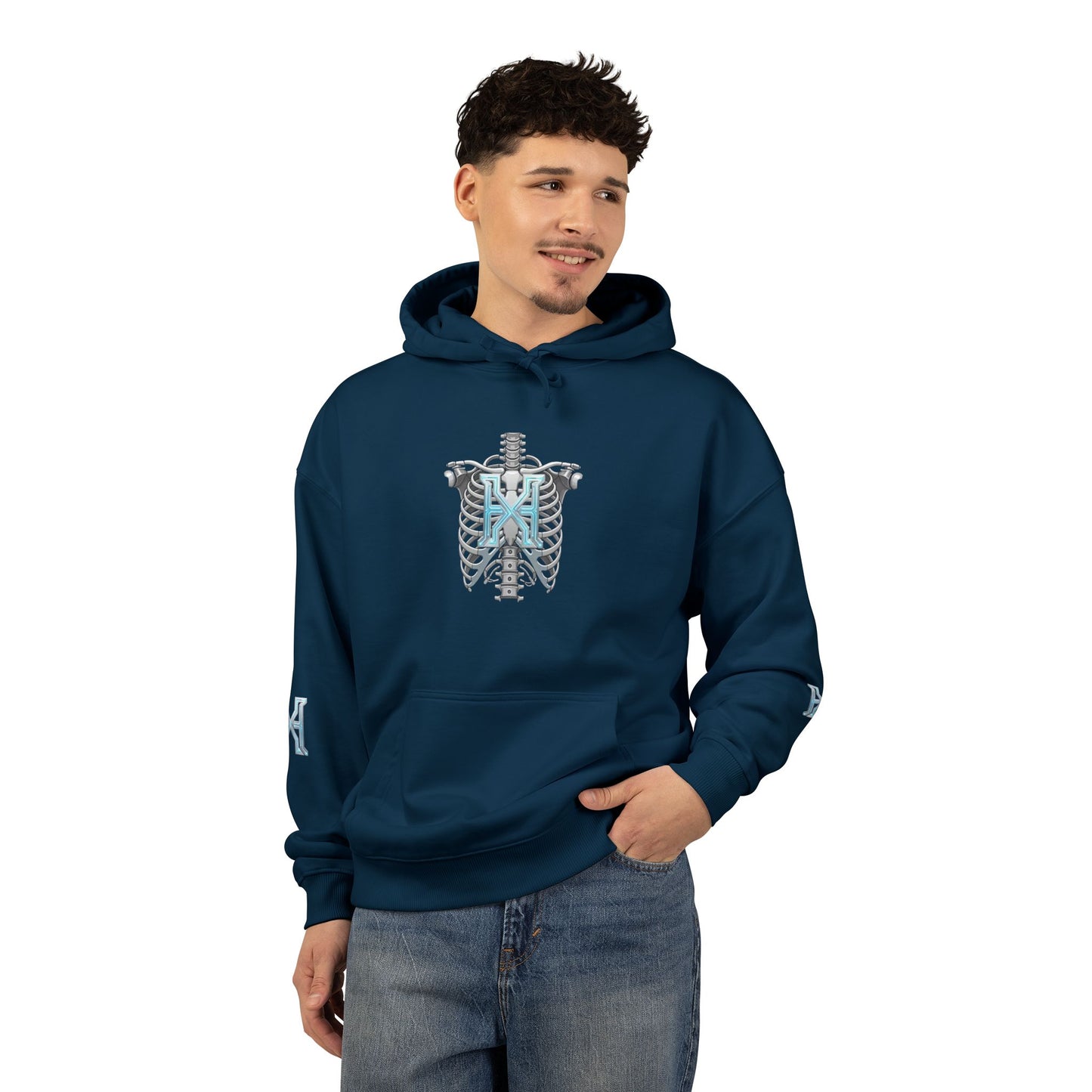 Hypug Xenon Hoodie — Cybernetic Spine & Robotic Hand Graphic Pullover