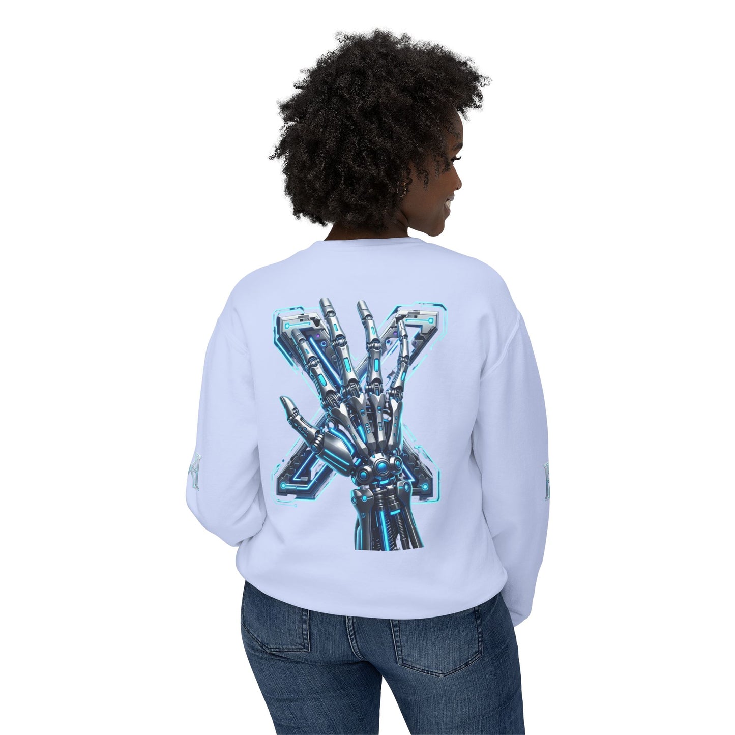 Hypug Xenon Cyber X Ribcage Crewneck Sweatshirt — Futuristic Robotic Hand Graphic