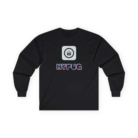Big Dog Pug Graphic Long Sleeve Tee — Cute Dog Face Crewneck