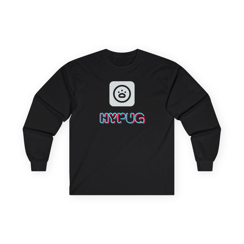 Big Dog Pug Graphic Long Sleeve Tee — Cute Dog Face Crewneck