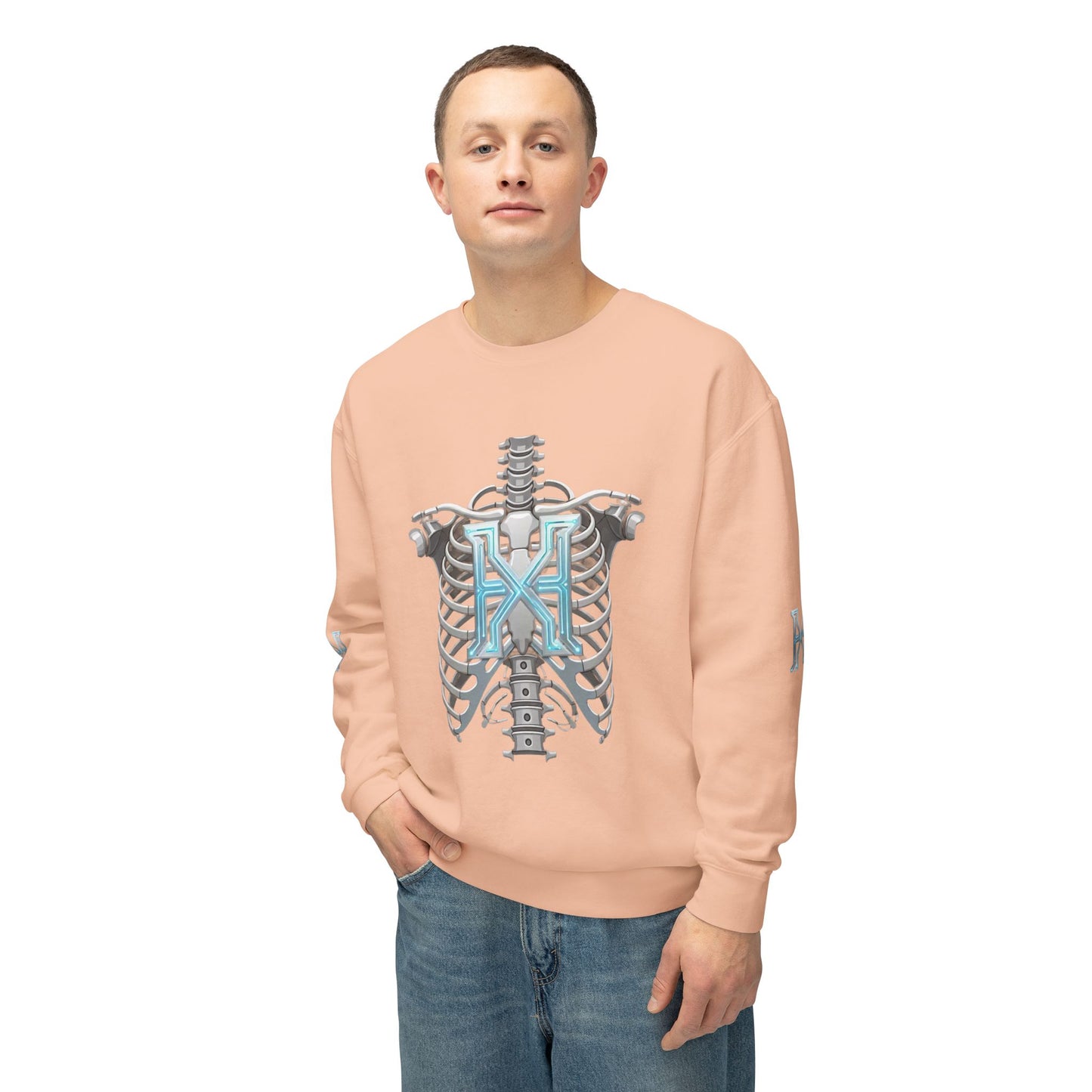 Hypug Xenon Cyber X Ribcage Crewneck Sweatshirt — Futuristic Robotic Hand Graphic