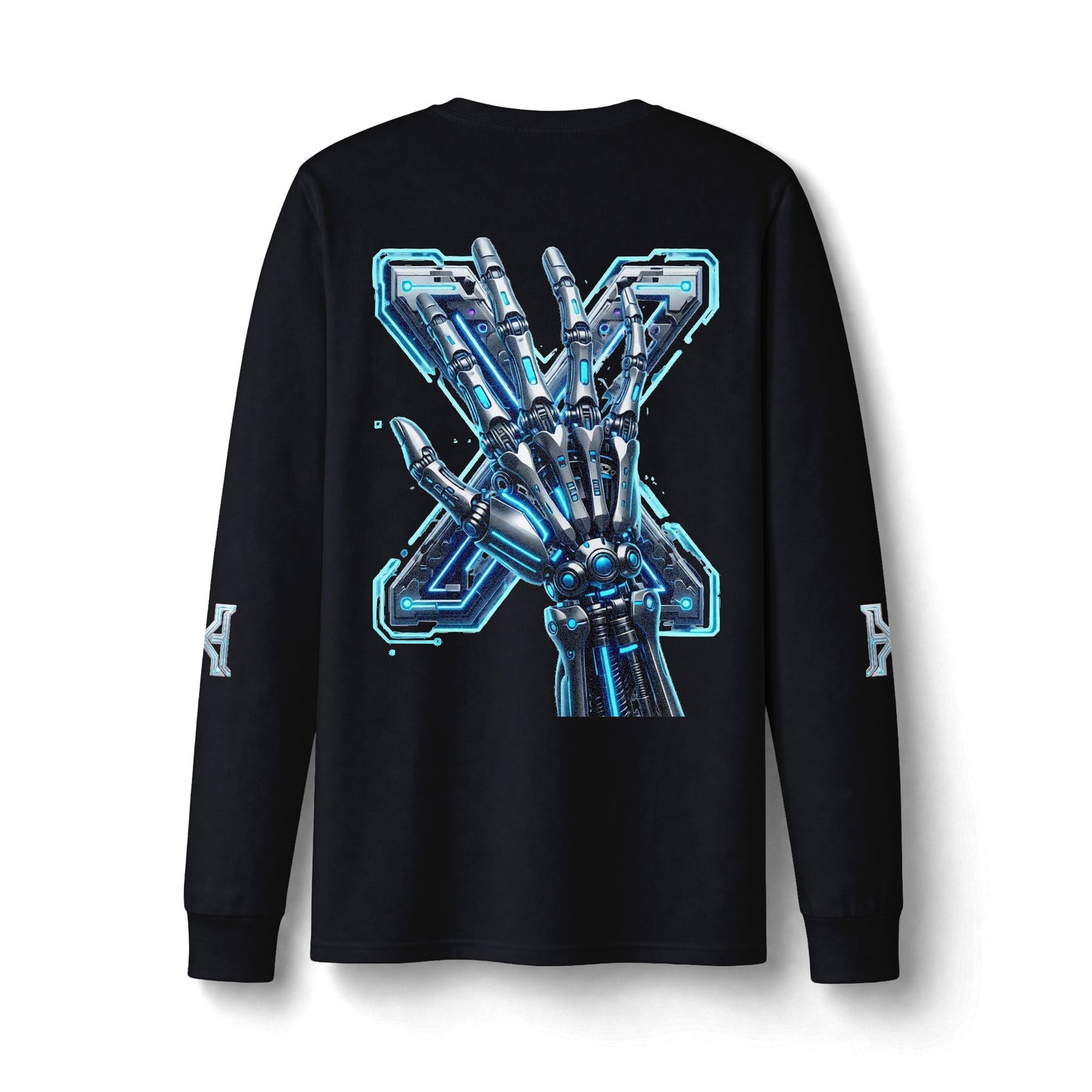 Hypug Xenon Cyber Skeleton Long Sleeve Tee — Futuristic Robotic X Ribcage Graphic