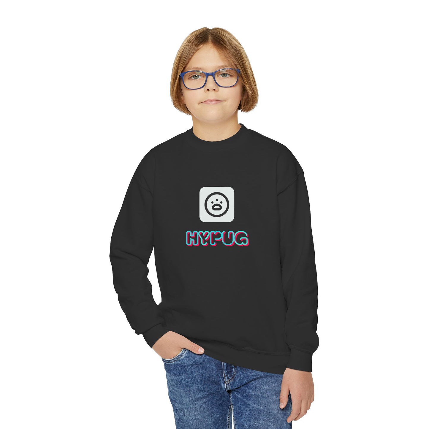 Big Dog Youth Crewneck Sweatshirt — Cute Cartoon Dog Graphic