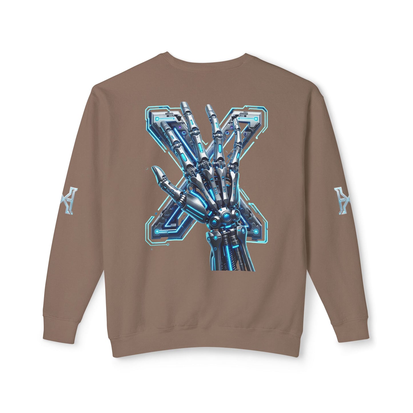 Hypug Xenon Cyber X Ribcage Crewneck Sweatshirt — Futuristic Robotic Hand Graphic