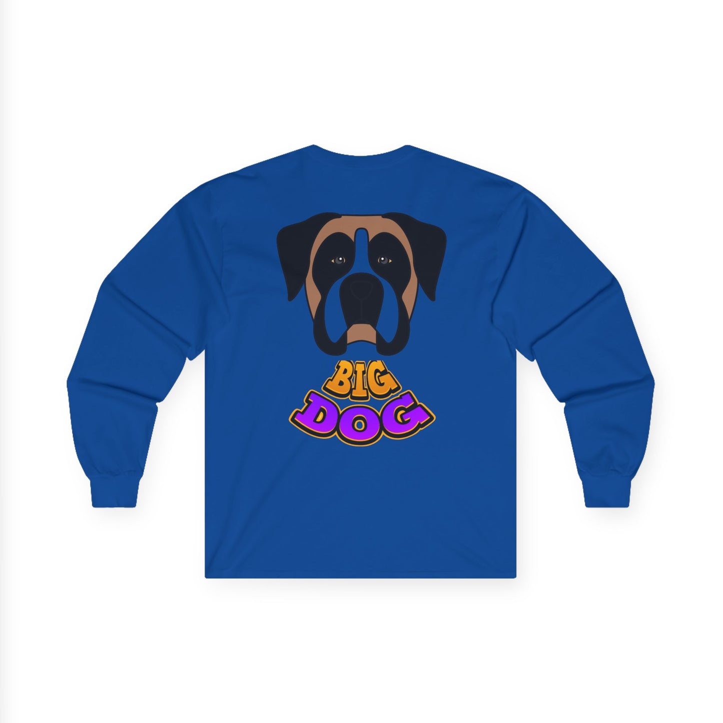 Big Dog Pug Graphic Long Sleeve Tee — Cute Dog Face Crewneck