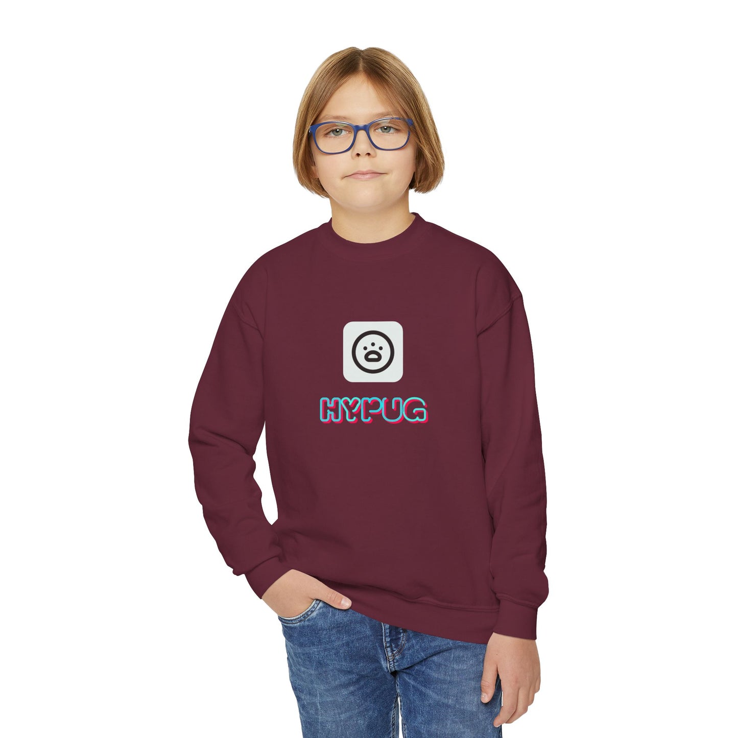 Big Dog Youth Crewneck Sweatshirt — Cute Cartoon Dog Graphic