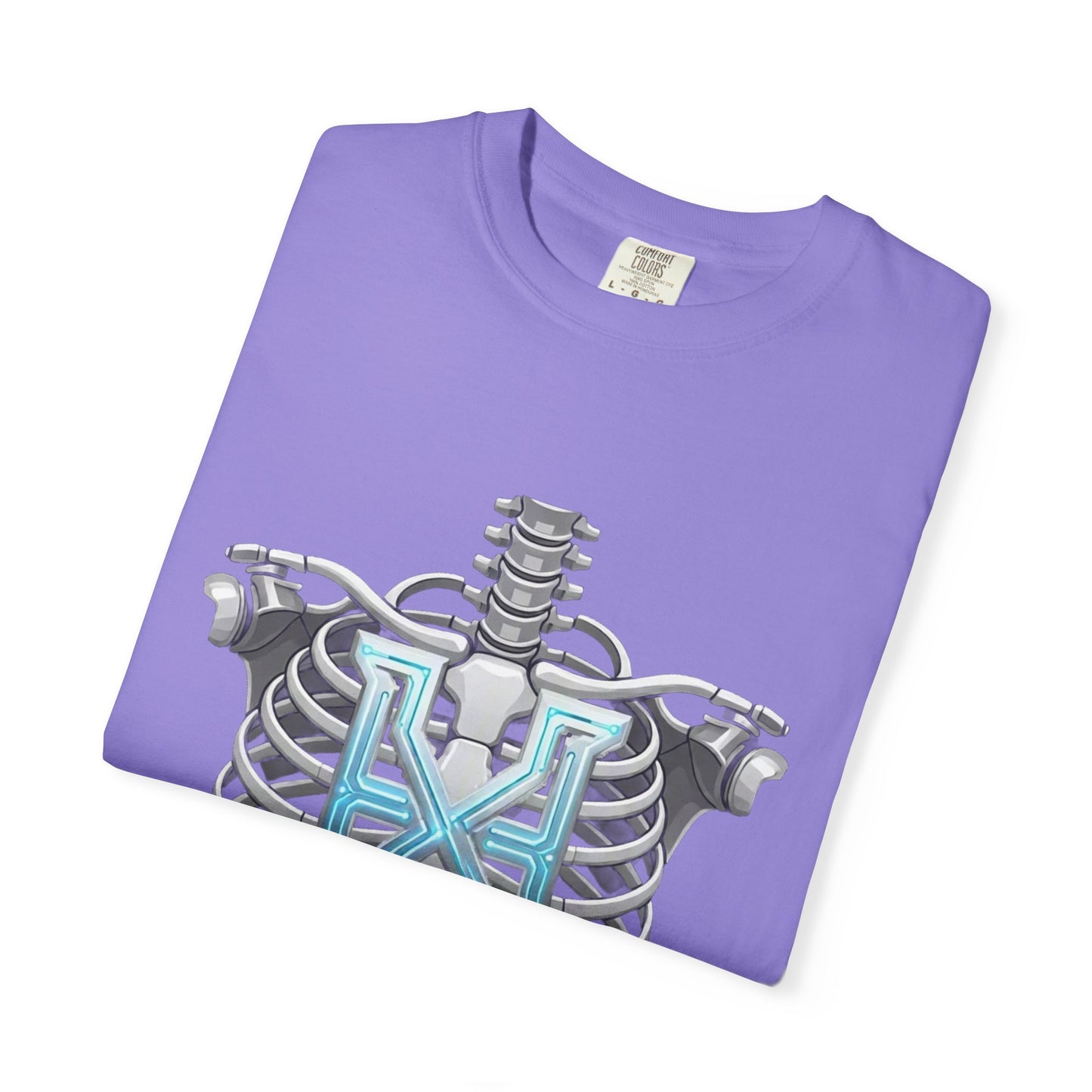 Hypug Xenon Skeleton Ribcage & Robotic X T-Shirt — Futuristic Tech Anatomy Tee