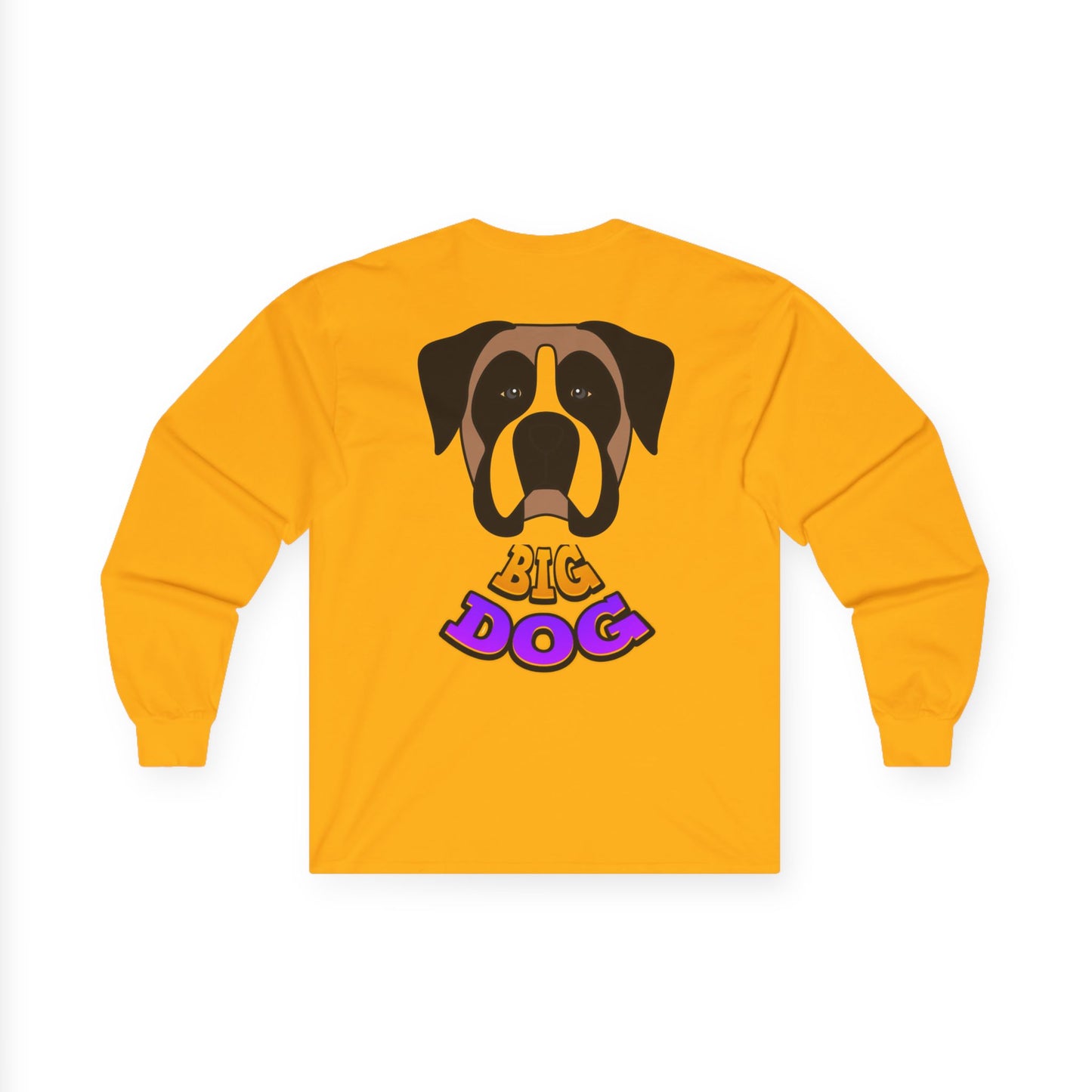 Big Dog Pug Graphic Long Sleeve Tee — Cute Dog Face Crewneck