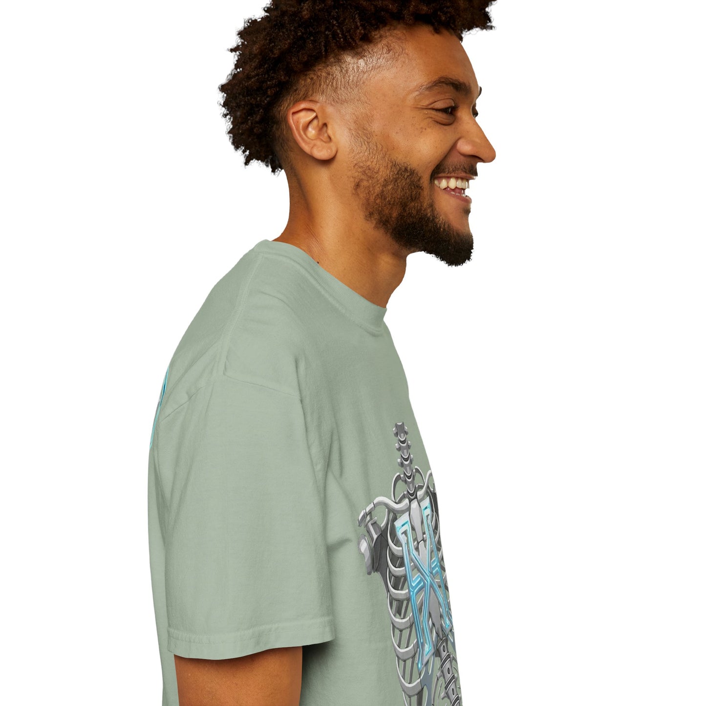 Hypug Xenon Skeleton Ribcage & Robotic X T-Shirt — Futuristic Tech Anatomy Tee