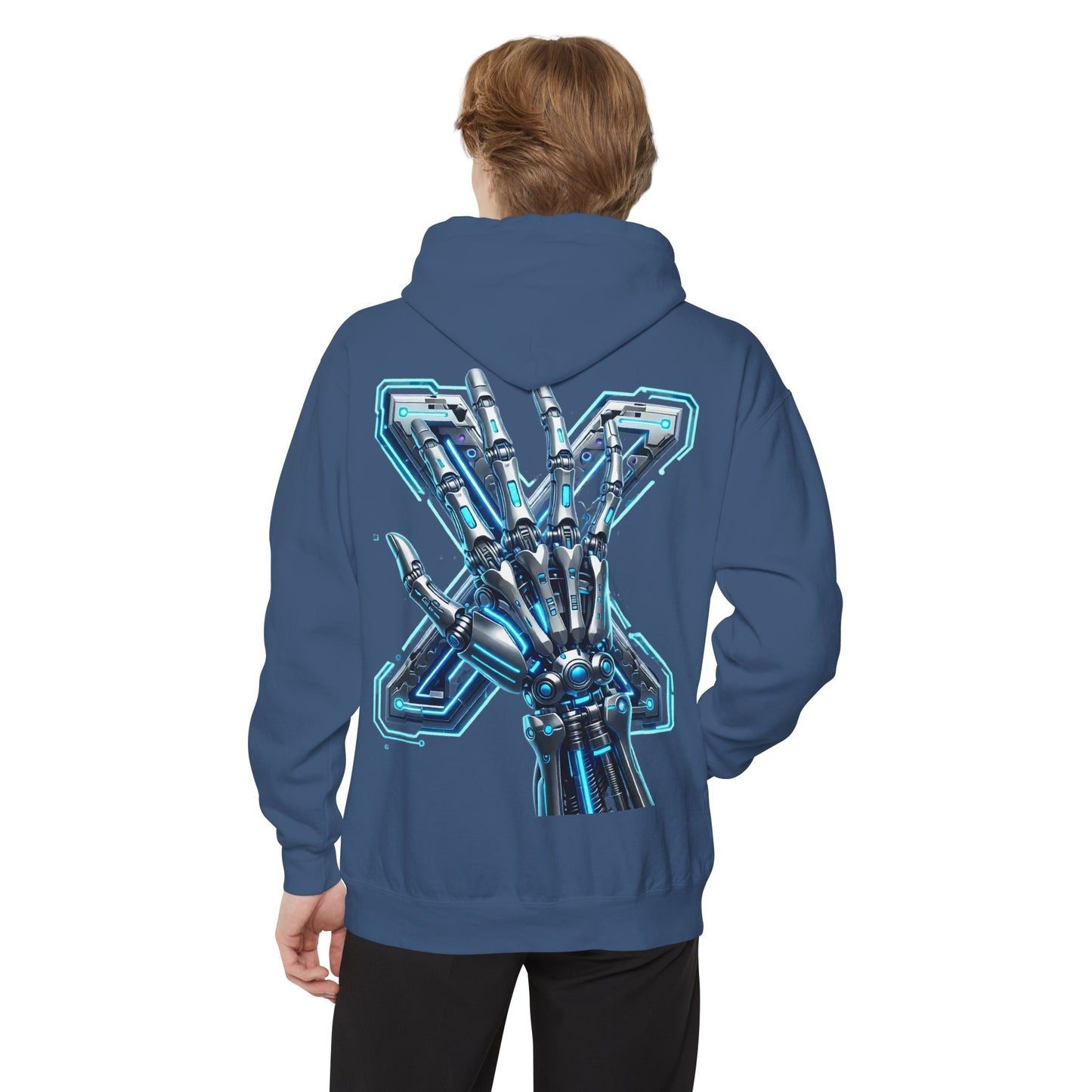 Hypug Xenon Ribcage Anatomy Hoodie — Blue Gothic Spine Chest Design