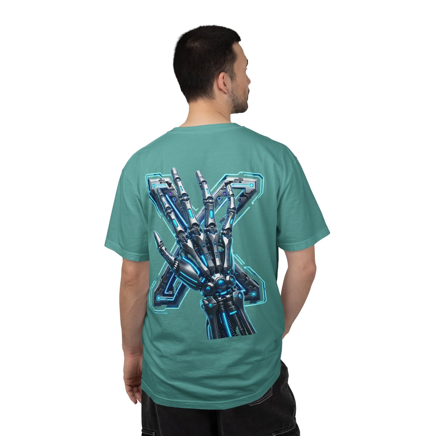 Hypug Xenon Skeleton Ribcage & Robotic X T-Shirt — Futuristic Tech Anatomy Tee