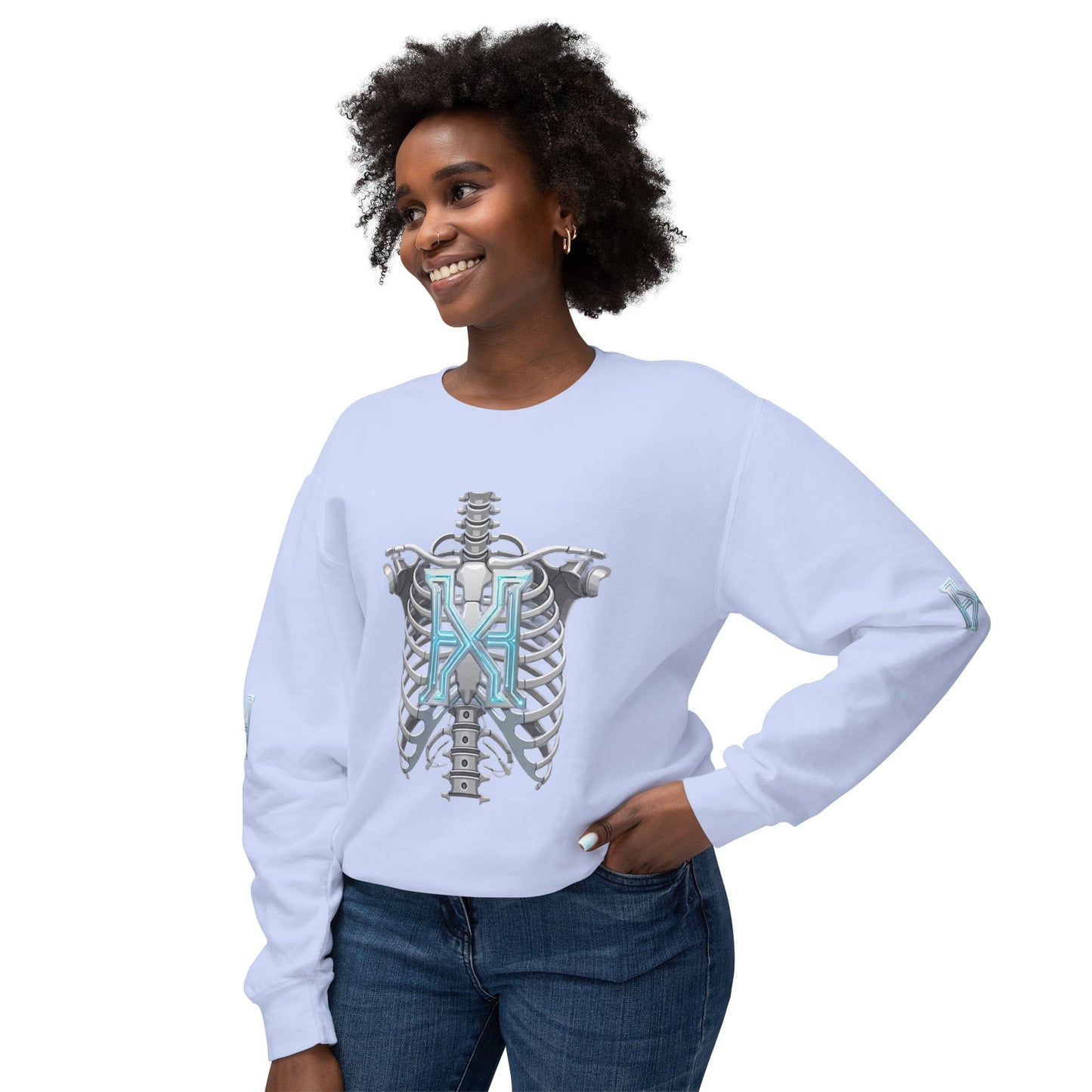 Hypug Xenon Cyber X Ribcage Crewneck Sweatshirt — Futuristic Robotic Hand Graphic