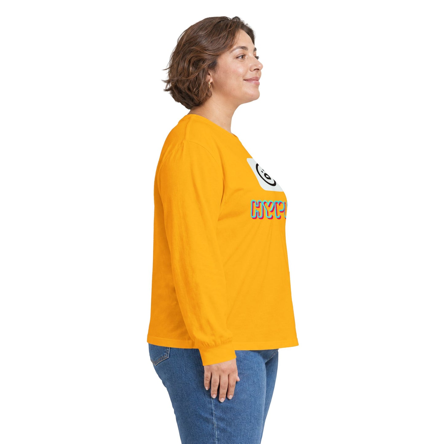Big Dog Pug Graphic Long Sleeve Tee — Cute Dog Face Crewneck