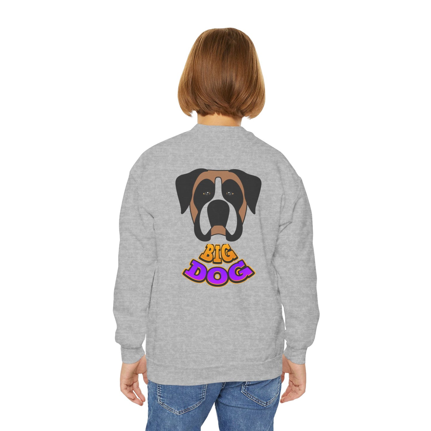Big Dog Youth Crewneck Sweatshirt — Cute Cartoon Dog Graphic