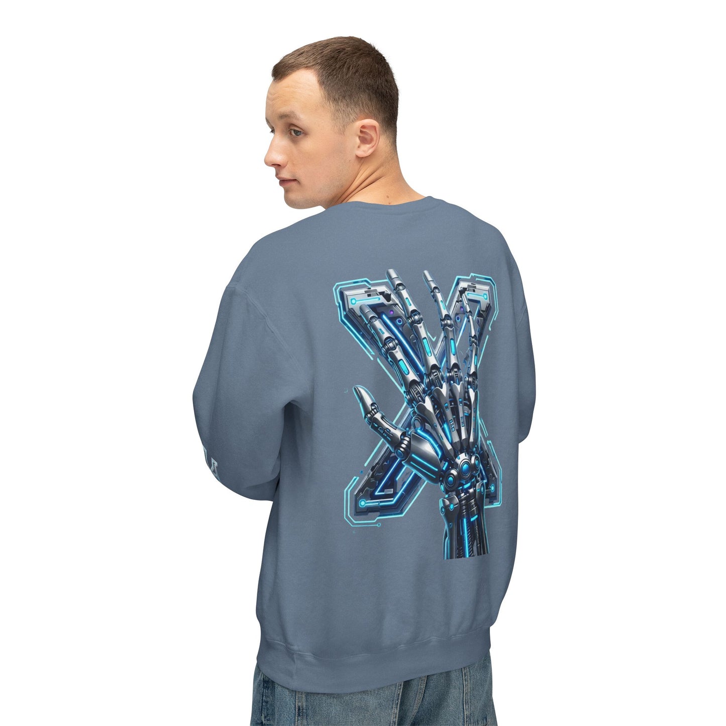 Hypug Xenon Cyber X Ribcage Crewneck Sweatshirt — Futuristic Robotic Hand Graphic