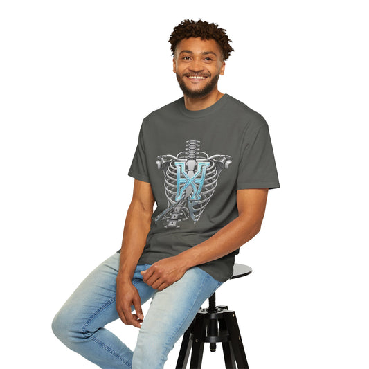 Hypug Xenon Skeleton Ribcage & Robotic X T-Shirt — Futuristic Tech Anatomy Tee - HYPUG XENON
