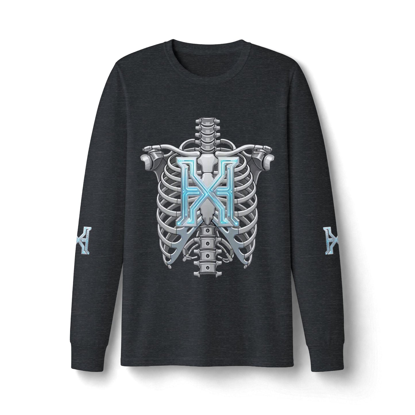 Hypug Xenon Cyber Skeleton Long Sleeve Tee — Futuristic Robotic X Ribcage Graphic
