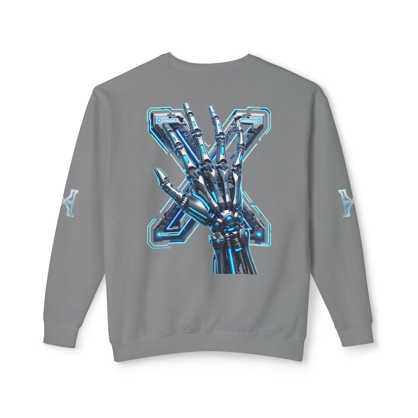 Hypug Xenon Cyber X Ribcage Crewneck Sweatshirt — Futuristic Robotic Hand Graphic