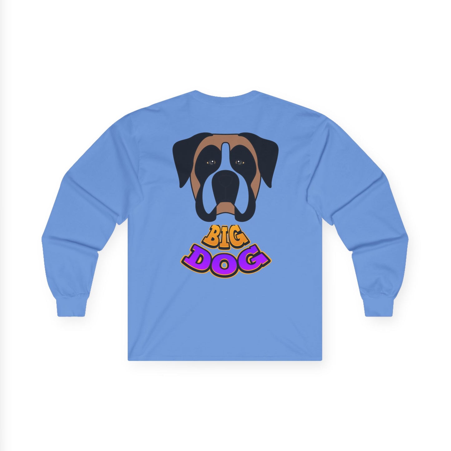 Big Dog Pug Graphic Long Sleeve Tee — Cute Dog Face Crewneck