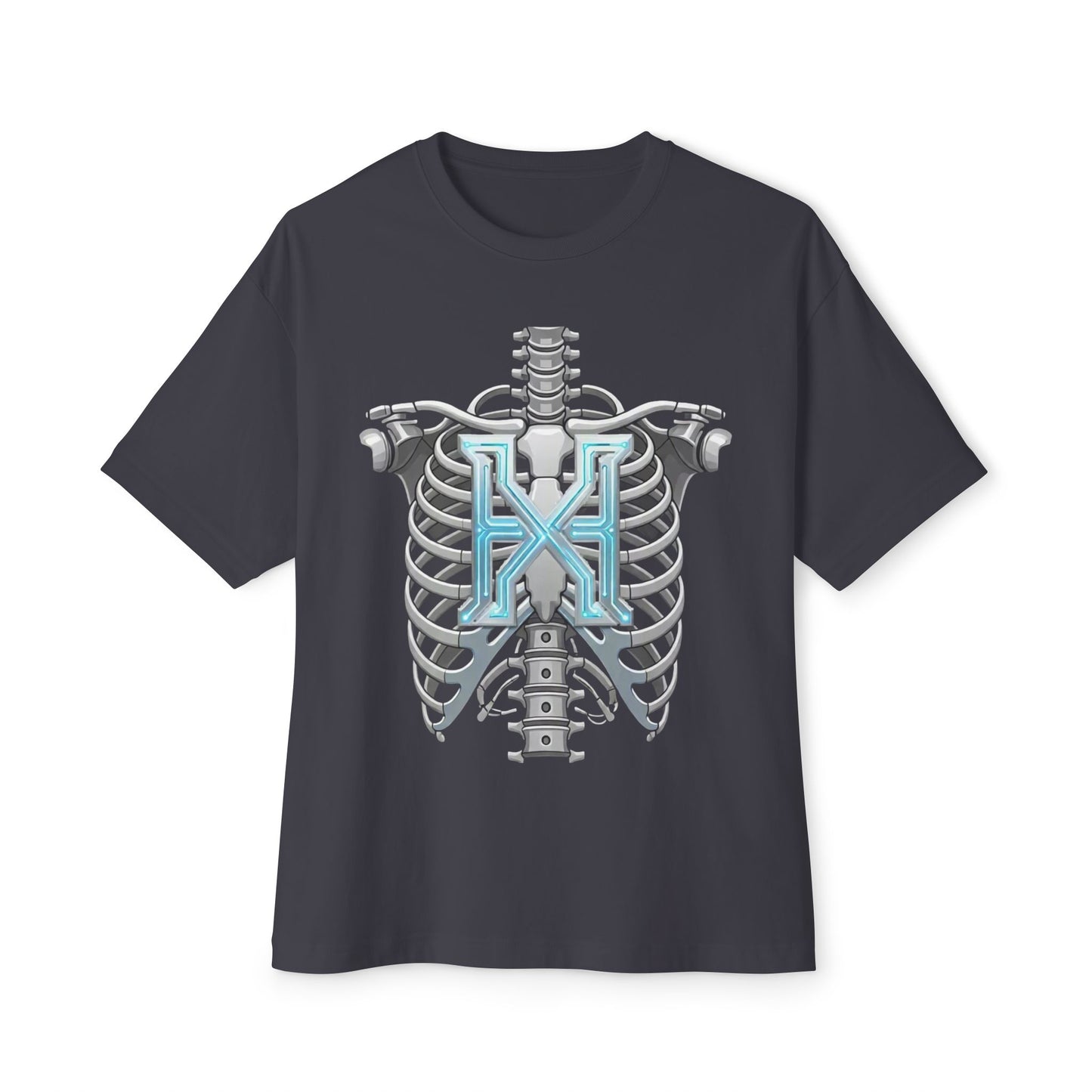 Cyber X Skeleton Tee — Futuristic Robotic Ribcage Graphic T-Shirt