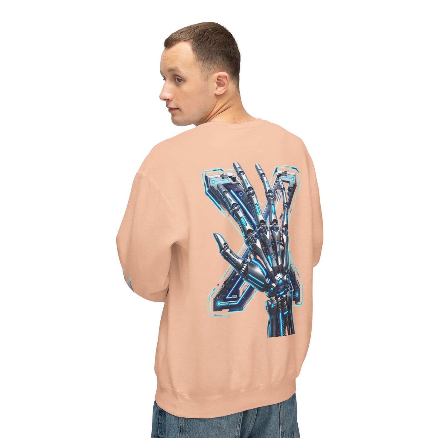 Hypug Xenon Cyber X Ribcage Crewneck Sweatshirt — Futuristic Robotic Hand Graphic