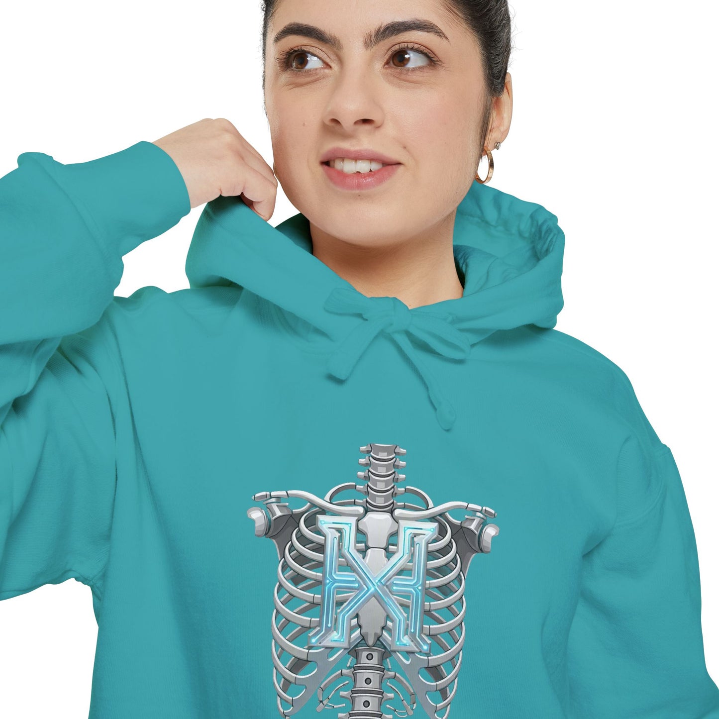 Hypug Xenon Ribcage Anatomy Hoodie — Blue Gothic Spine Chest Design
