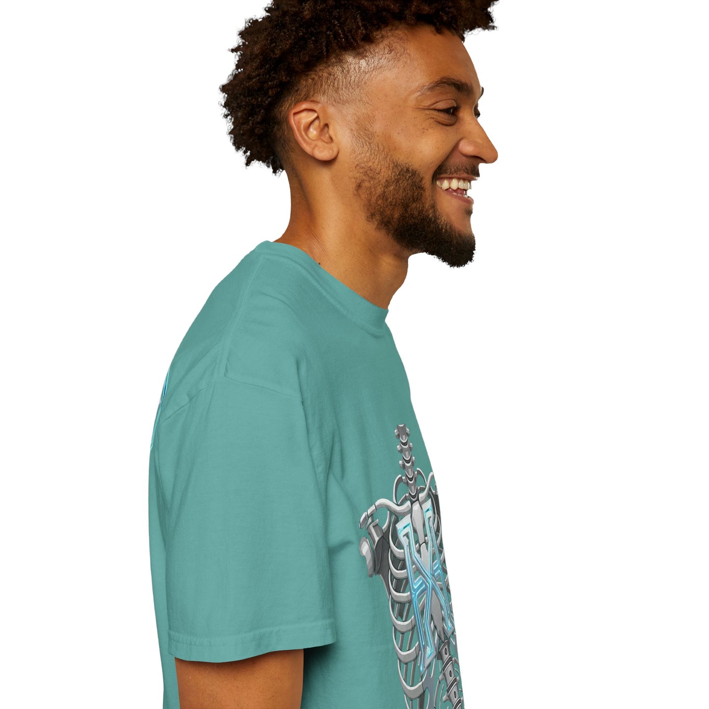 Hypug Xenon Skeleton Ribcage & Robotic X T-Shirt — Futuristic Tech Anatomy Tee