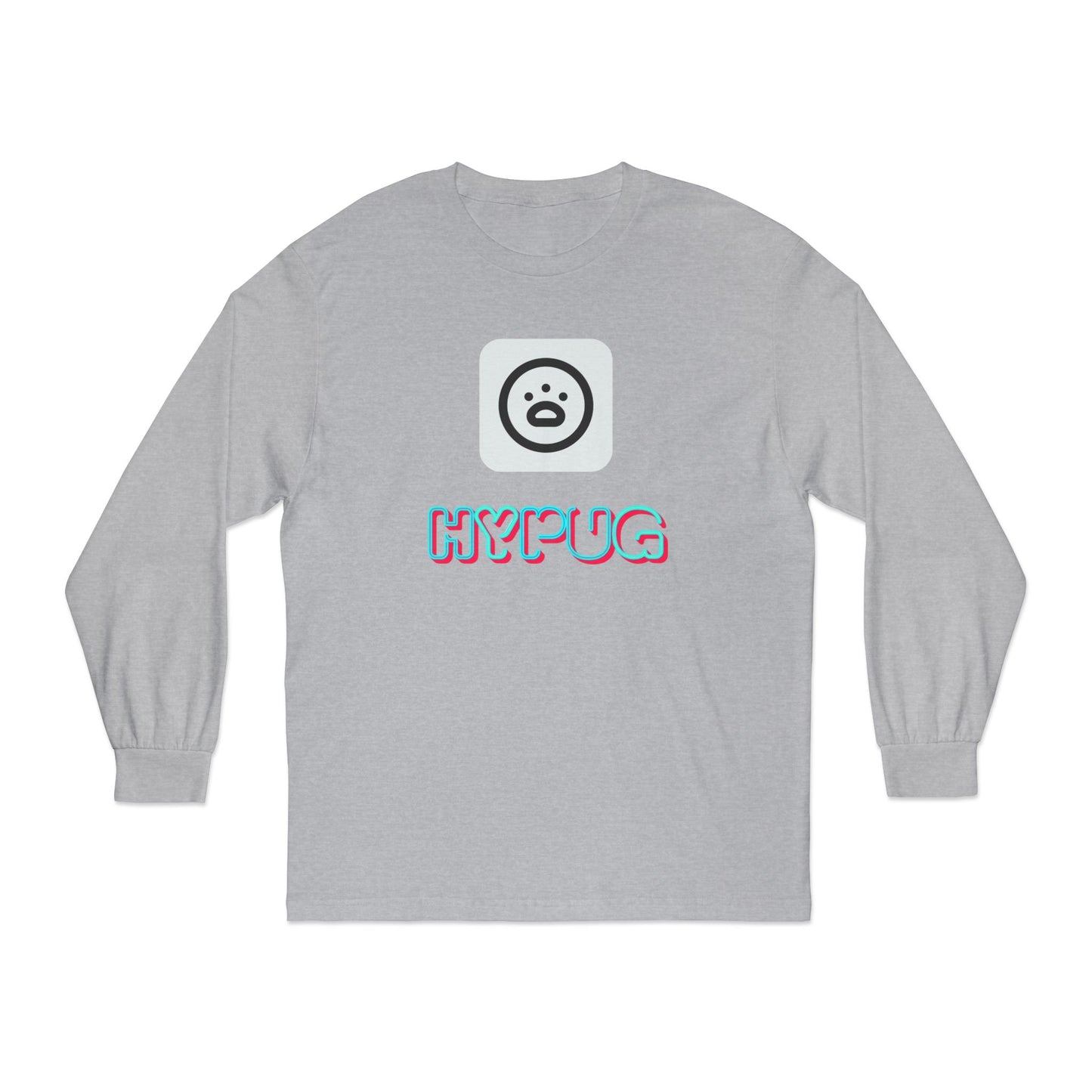 Big Dog Graphic Long Sleeve Tee — 'HYPUG' Chest Logo, Boxer Dog Back Print