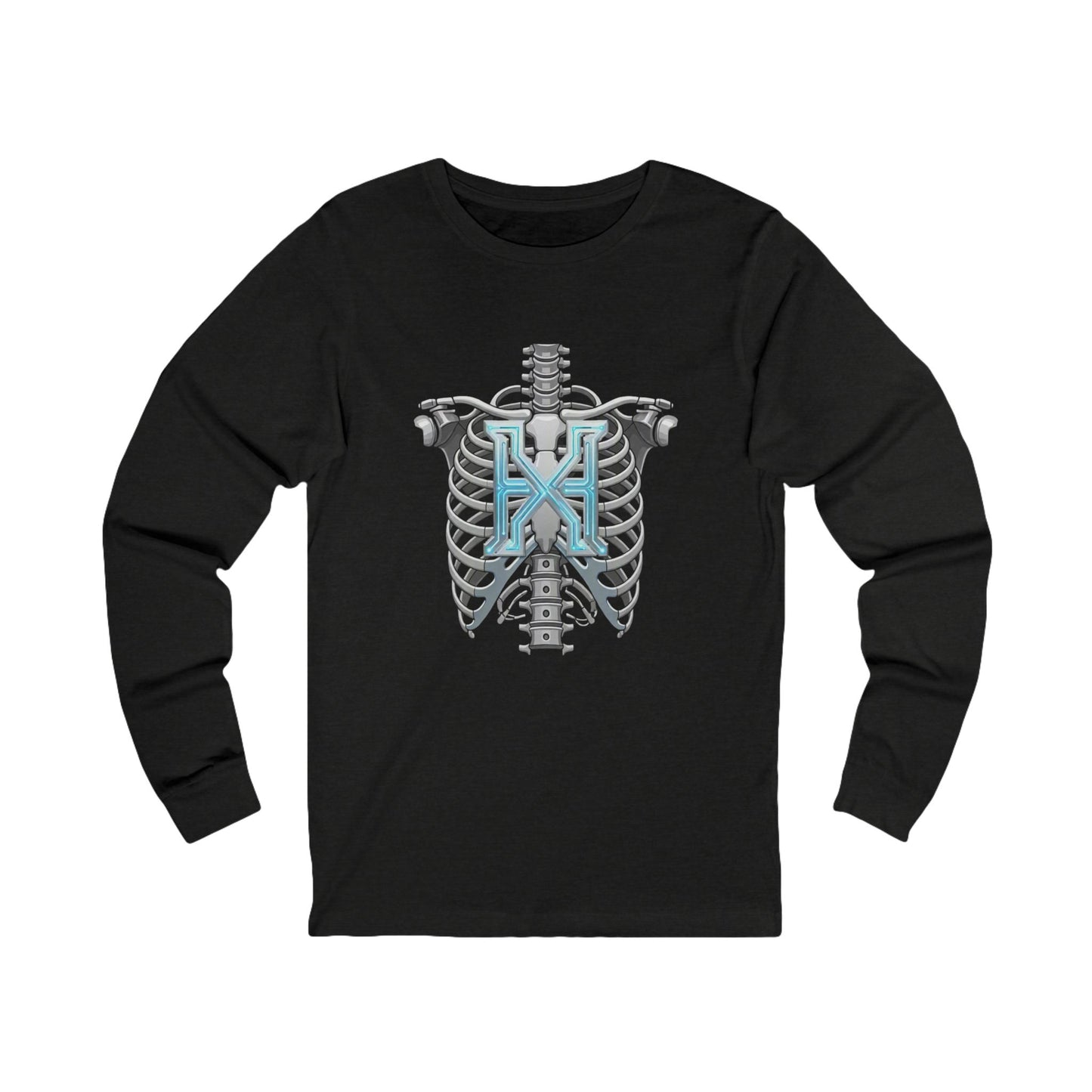 Hypug Xenon Robotic X Ribcage Long Sleeve Tee — Cyberpunk Skeleton Graphic Shirt