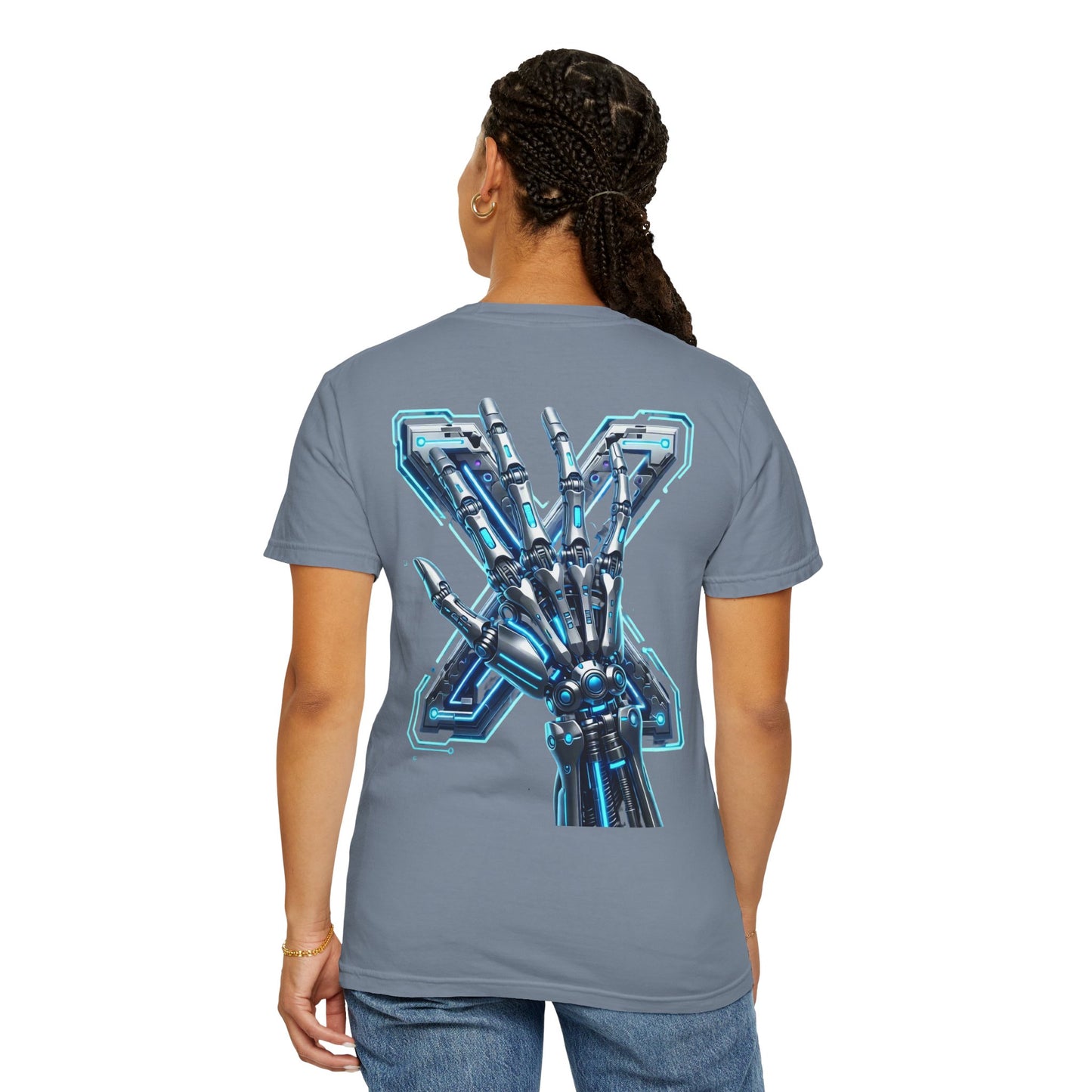 Hypug Xenon Skeleton Ribcage & Robotic X T-Shirt — Futuristic Tech Anatomy Tee