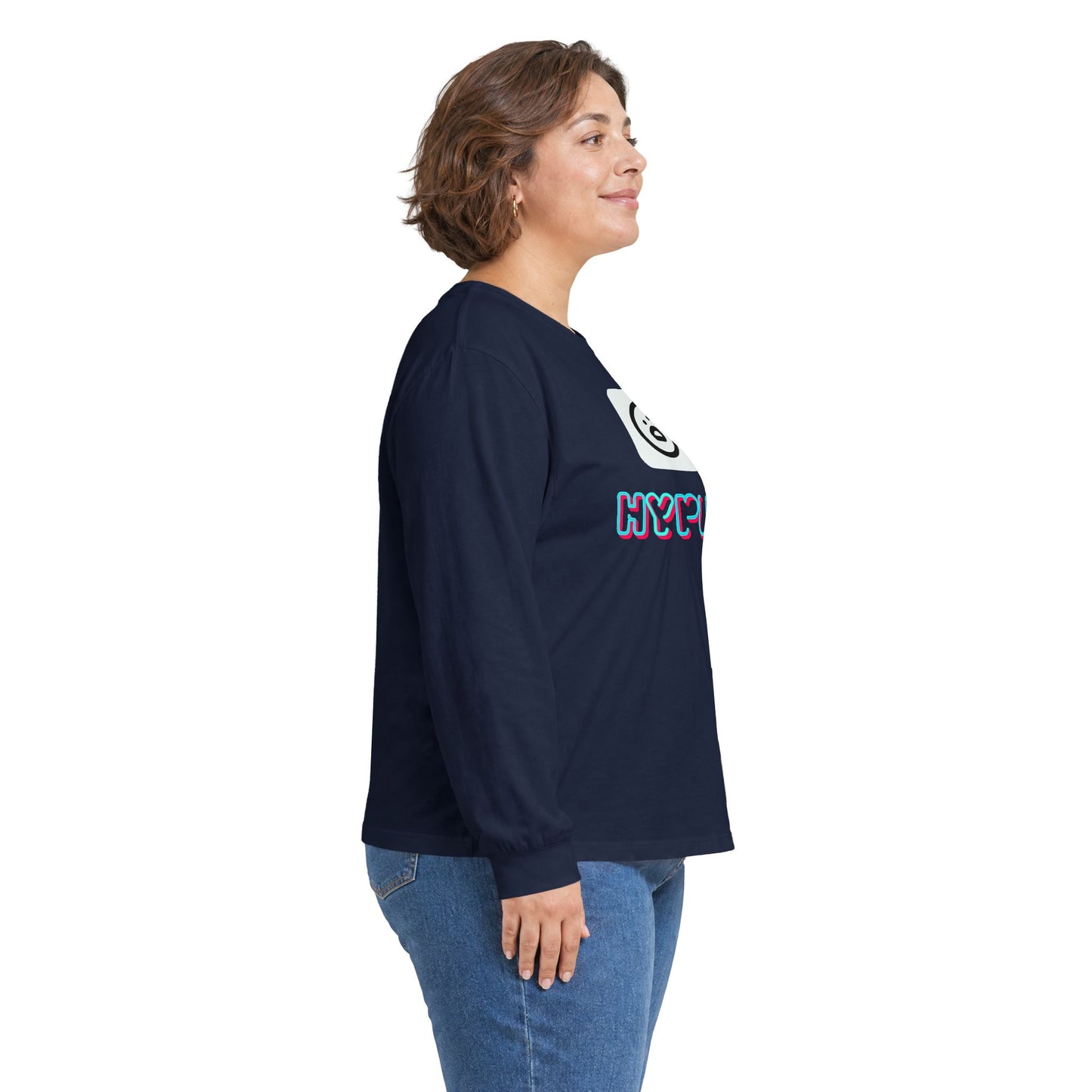Big Dog Pug Graphic Long Sleeve Tee — Cute Dog Face Crewneck