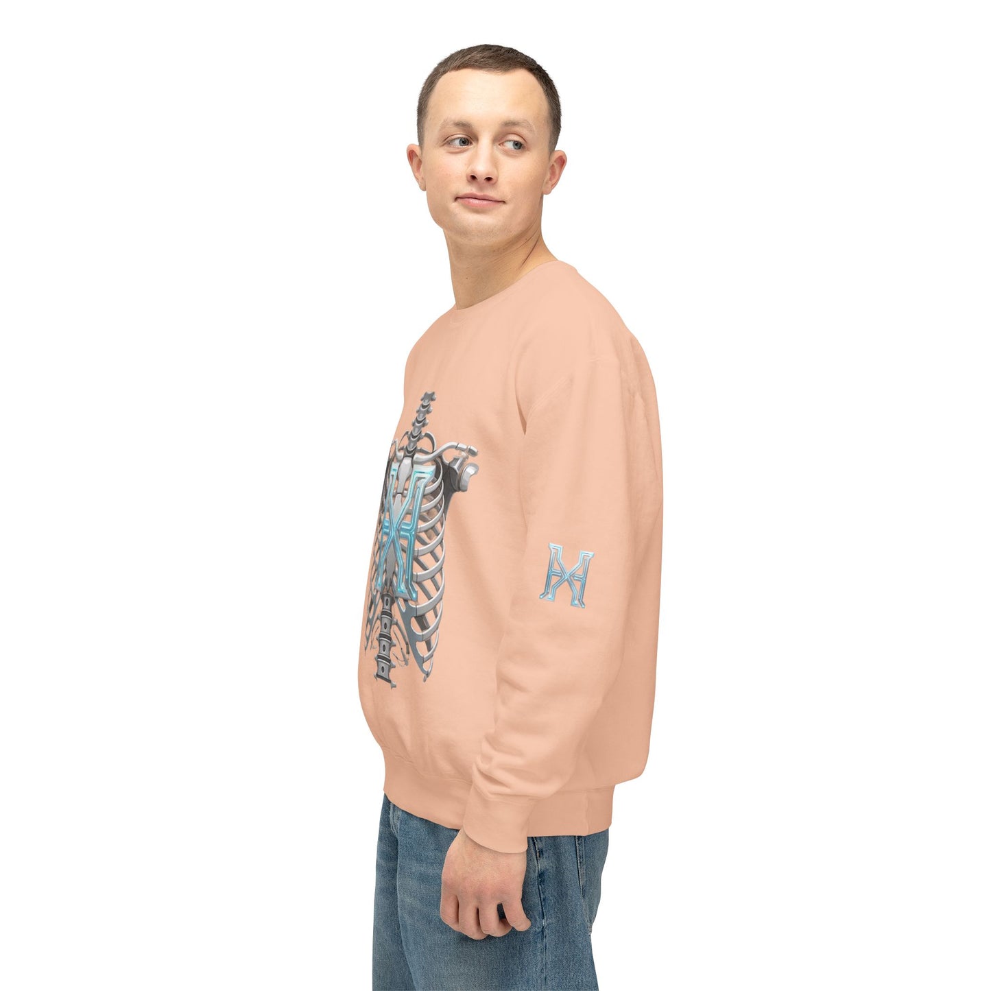 Hypug Xenon Cyber X Ribcage Crewneck Sweatshirt — Futuristic Robotic Hand Graphic