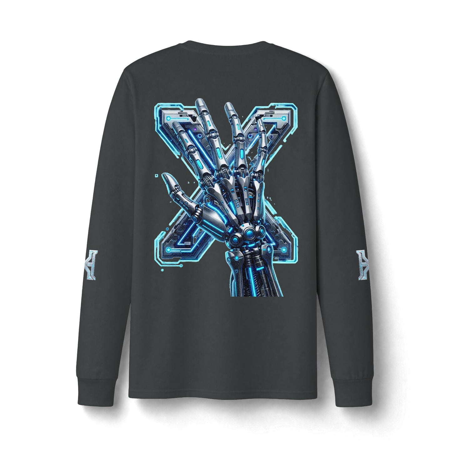 Hypug Xenon Cyber Skeleton Long Sleeve Tee — Futuristic Robotic X Ribcage Graphic