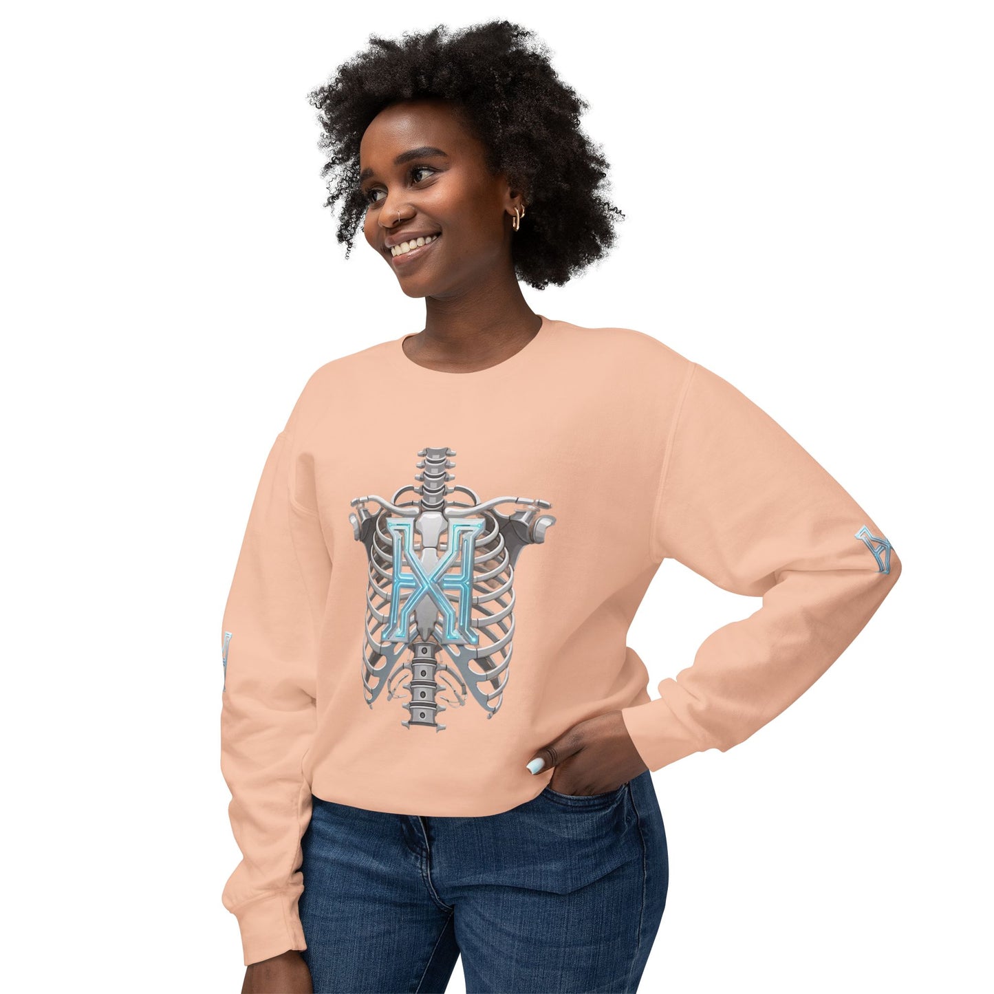 Hypug Xenon Cyber X Ribcage Crewneck Sweatshirt — Futuristic Robotic Hand Graphic