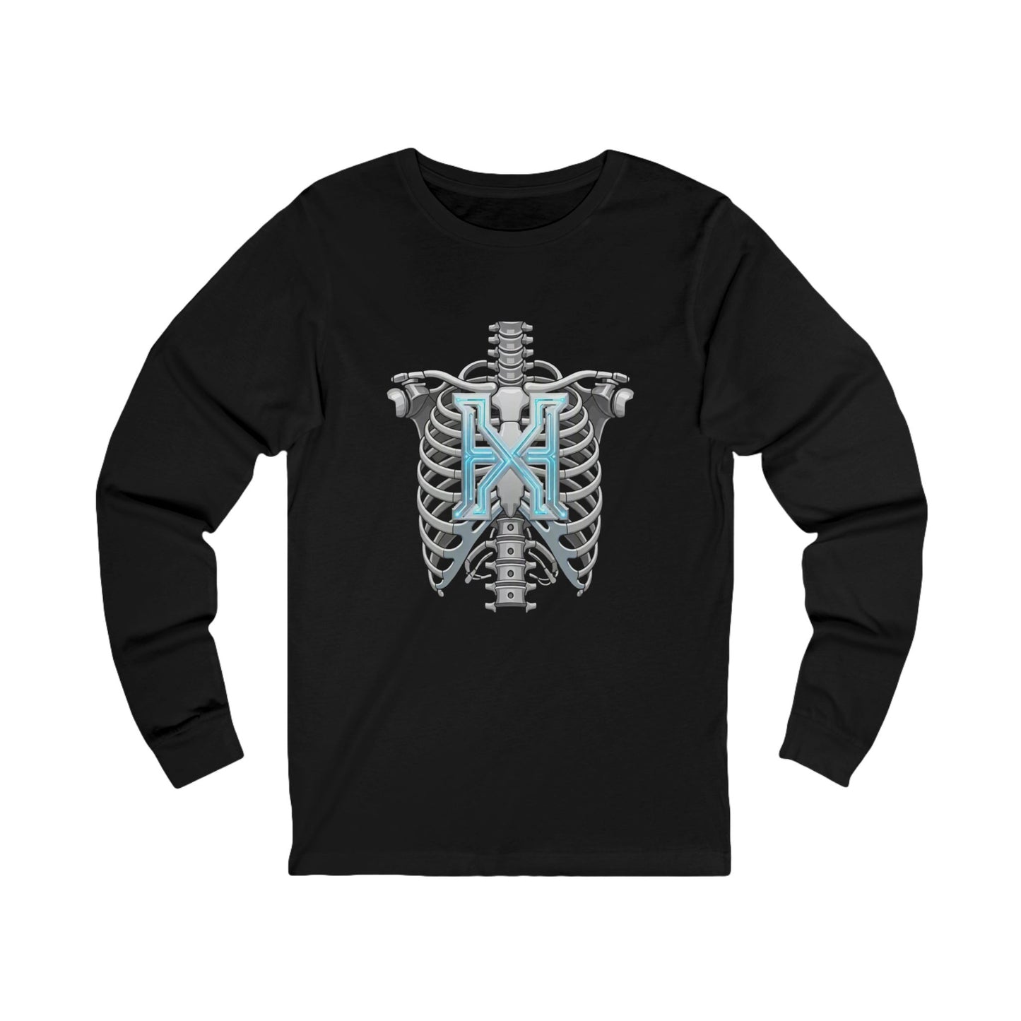 Hypug Xenon Robotic X Ribcage Long Sleeve Tee — Cyberpunk Skeleton Graphic Shirt