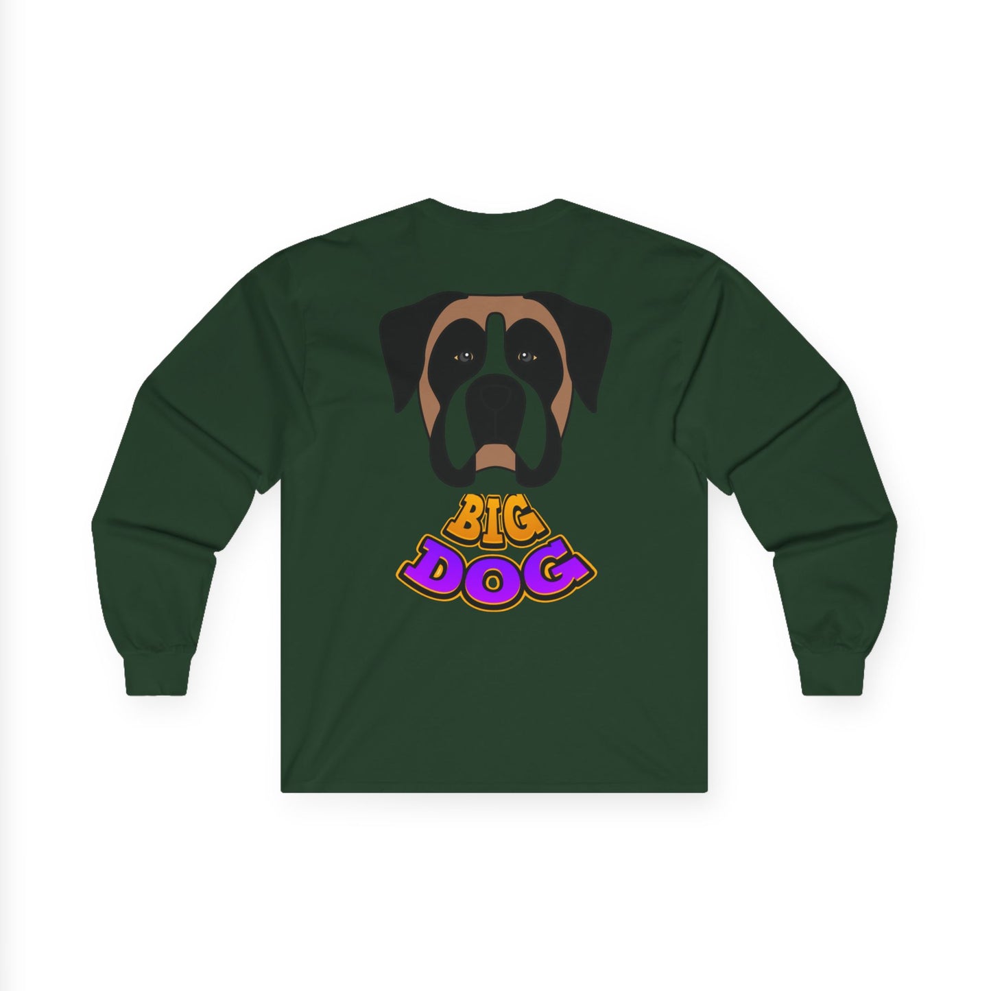 Big Dog Pug Graphic Long Sleeve Tee — Cute Dog Face Crewneck
