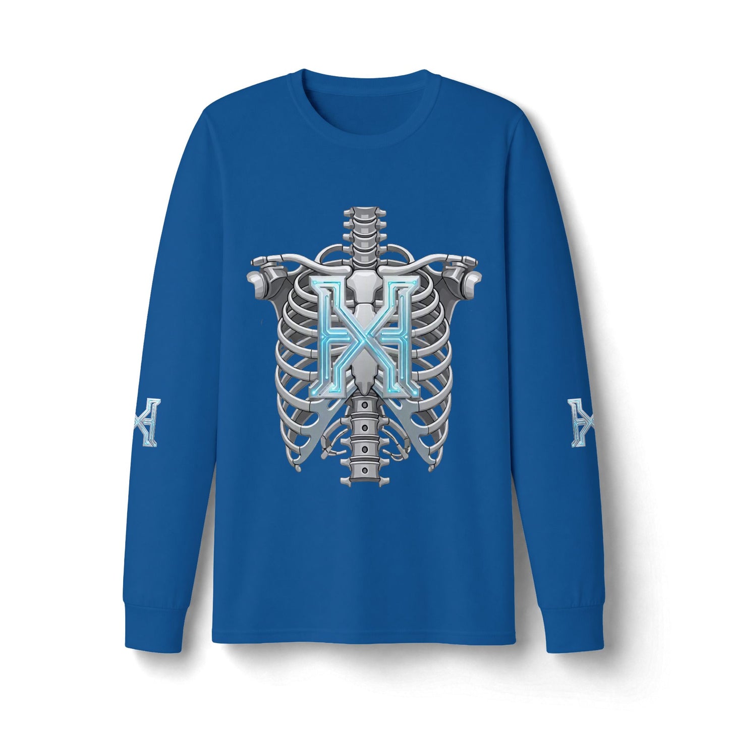 Hypug Xenon Cyber Skeleton Long Sleeve Tee — Futuristic Robotic X Ribcage Graphic