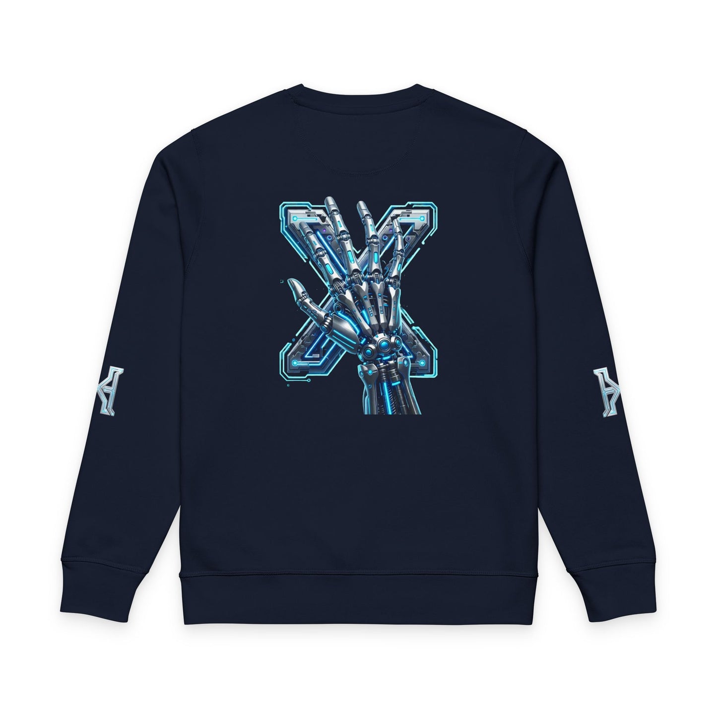 Hypug Xenon Skeleton X Crewneck Sweatshirt — Futuristic Robotic Ribcage Graphic