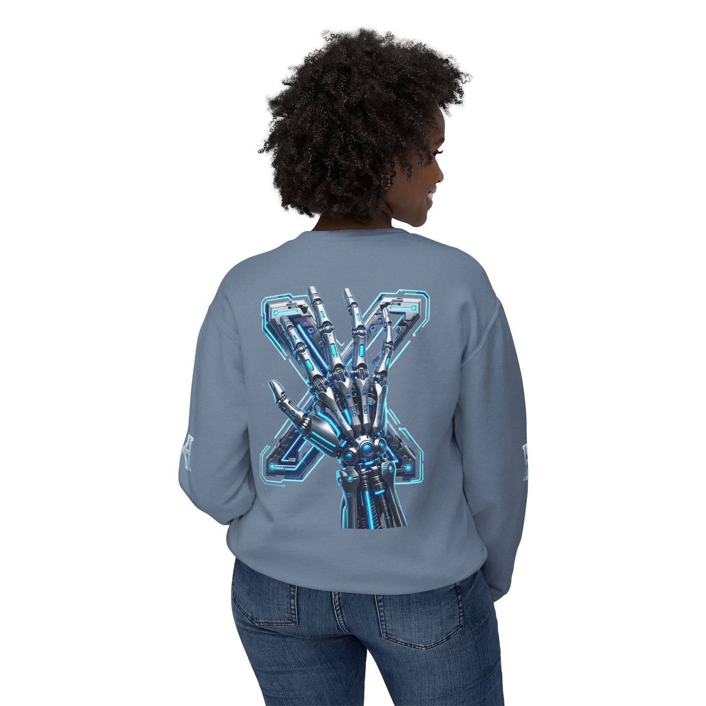 Hypug Xenon Cyber X Ribcage Crewneck Sweatshirt — Futuristic Robotic Hand Graphic
