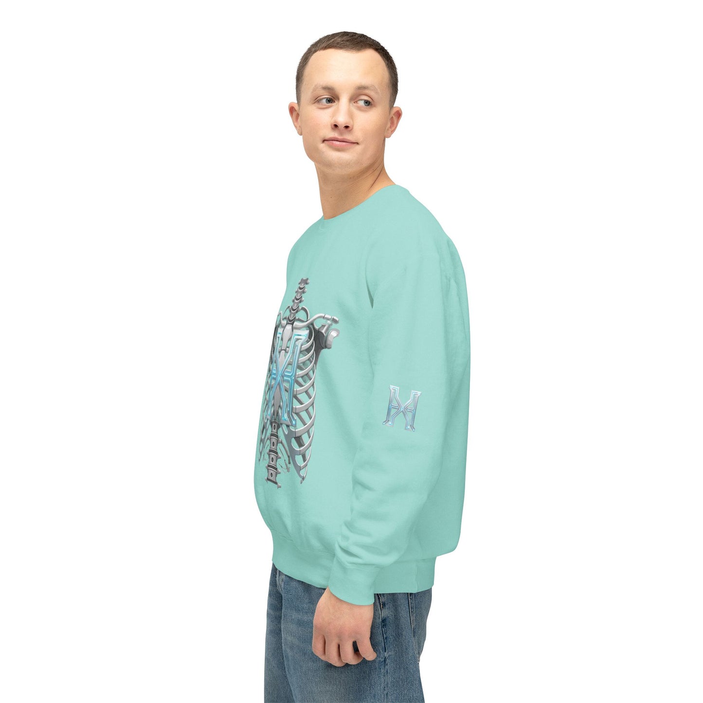 Hypug Xenon Cyber X Ribcage Crewneck Sweatshirt — Futuristic Robotic Hand Graphic