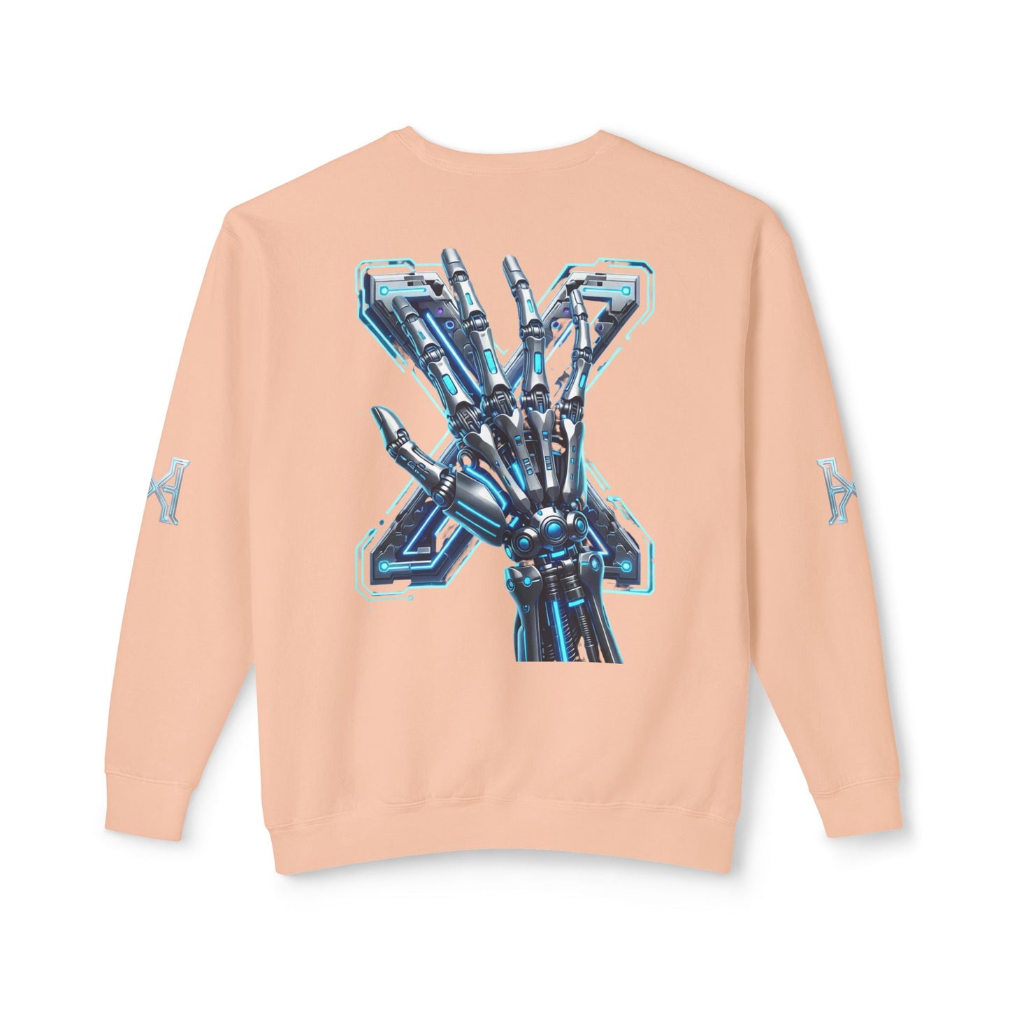 Hypug Xenon Cyber X Ribcage Crewneck Sweatshirt — Futuristic Robotic Hand Graphic
