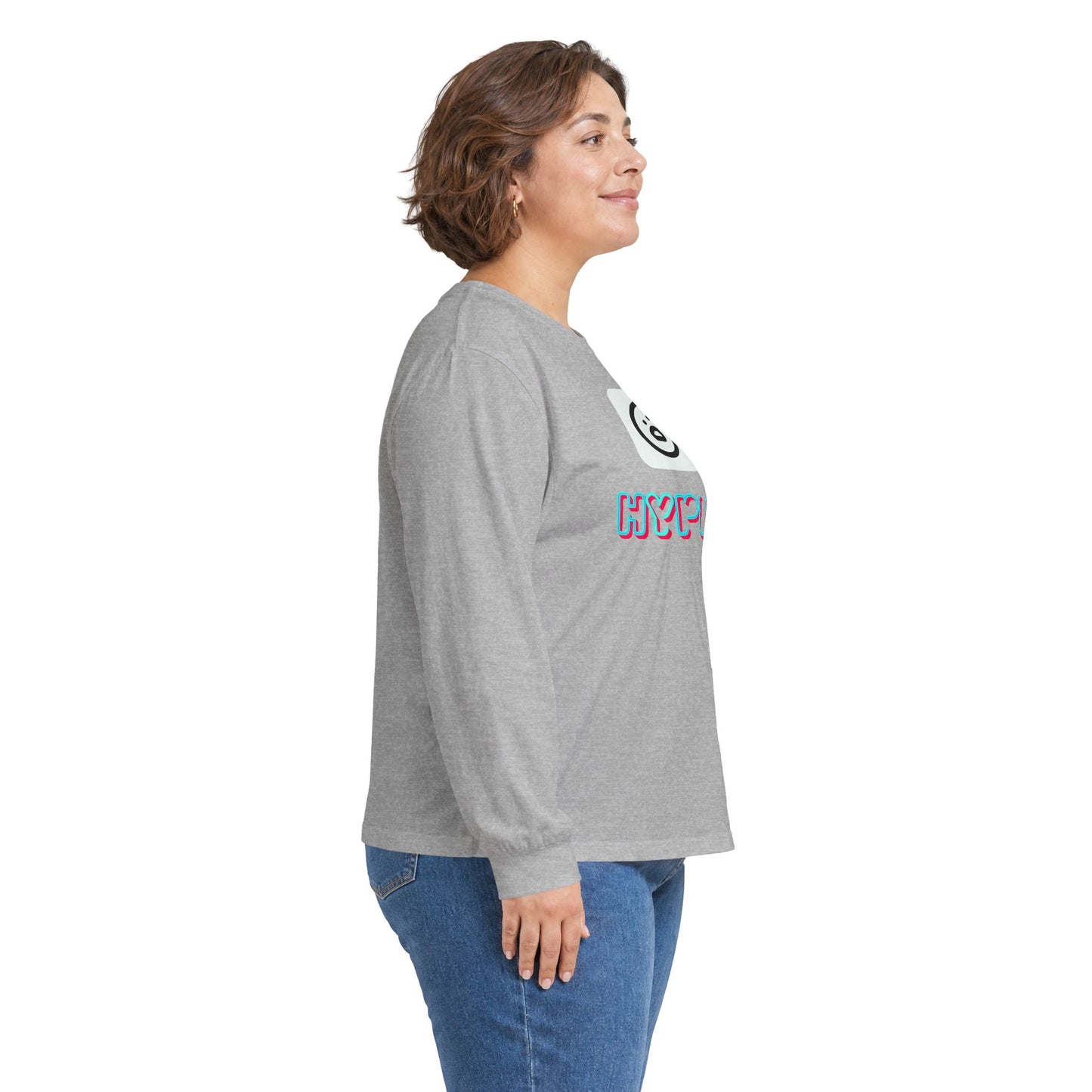 Big Dog Pug Graphic Long Sleeve Tee — Cute Dog Face Crewneck