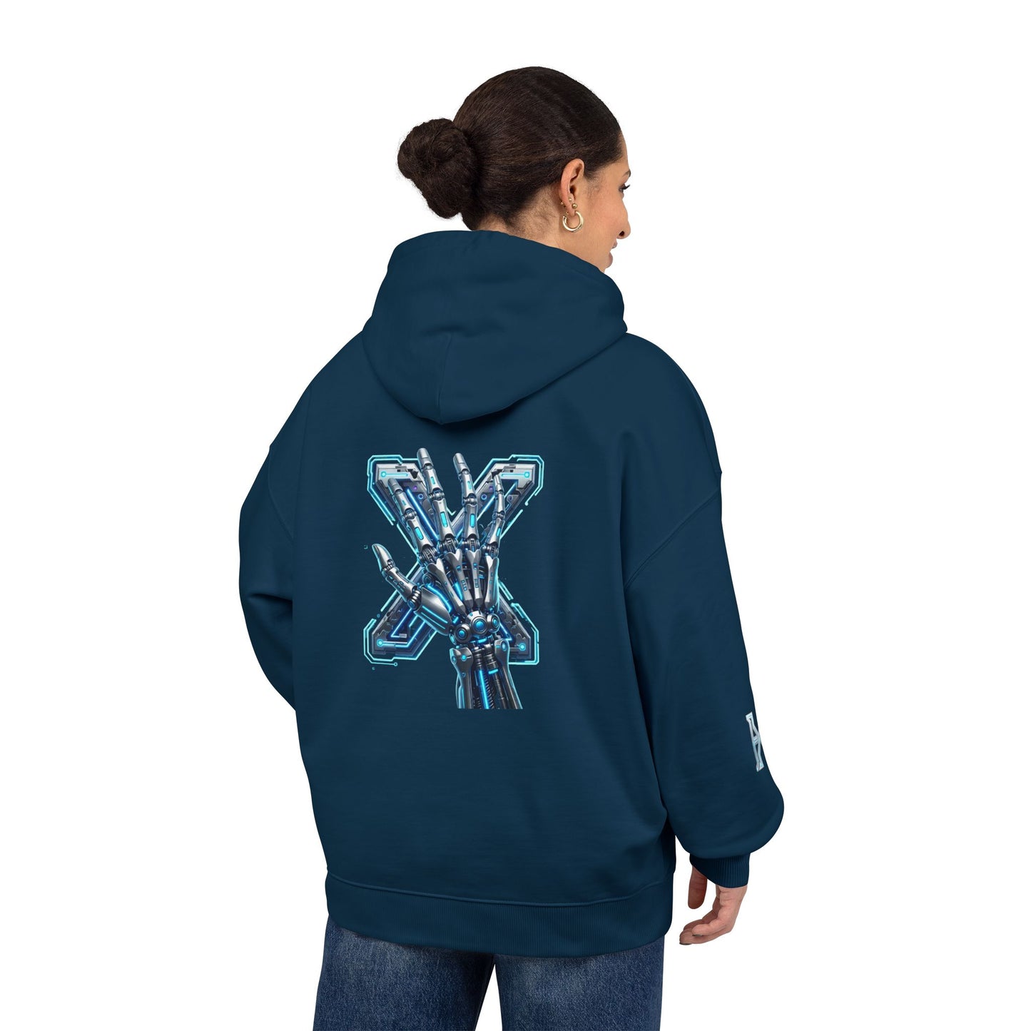 Hypug Xenon Hoodie — Cybernetic Spine & Robotic Hand Graphic Pullover