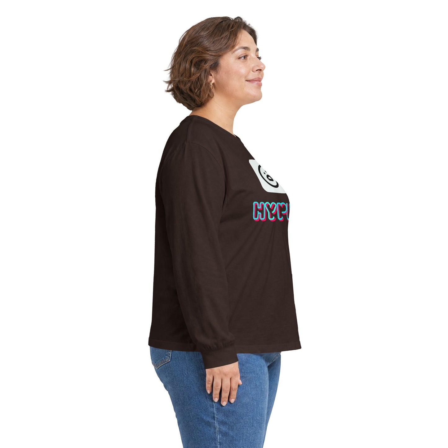 Big Dog Pug Graphic Long Sleeve Tee — Cute Dog Face Crewneck